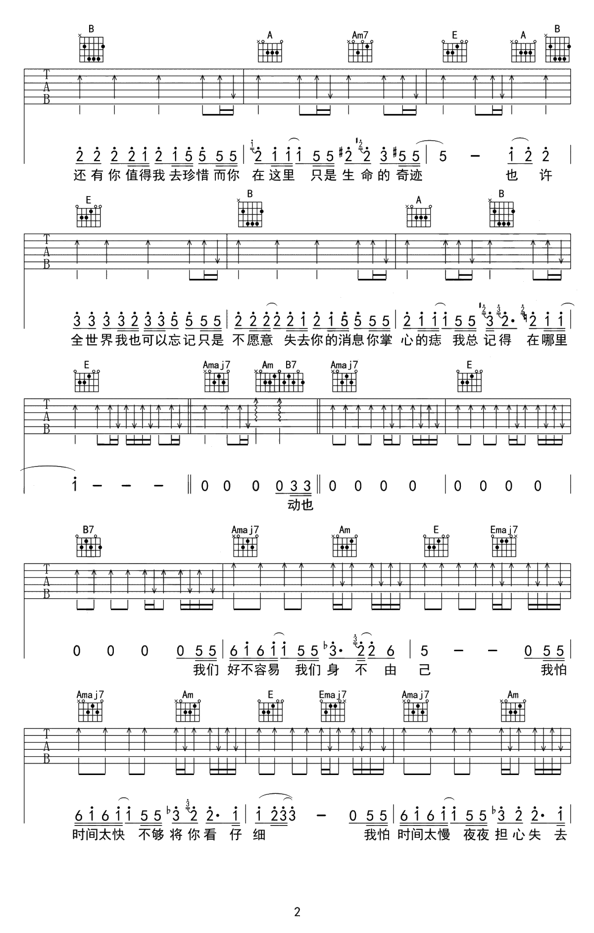 至少还有你吉他谱-林忆莲-E调指法编配-高清弹唱谱2