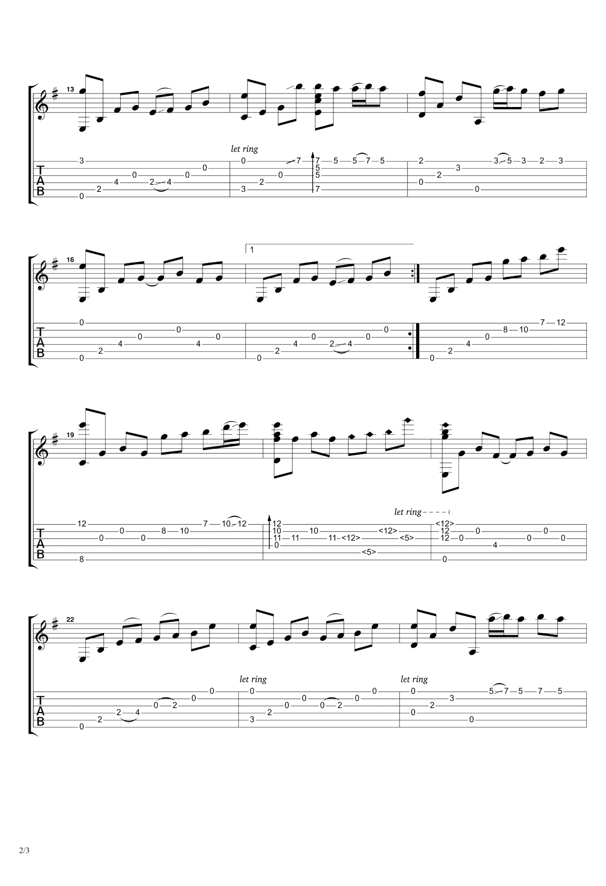 夜的钢琴曲5吉他谱-石进-张紫宇指弹版-吉他独奏2