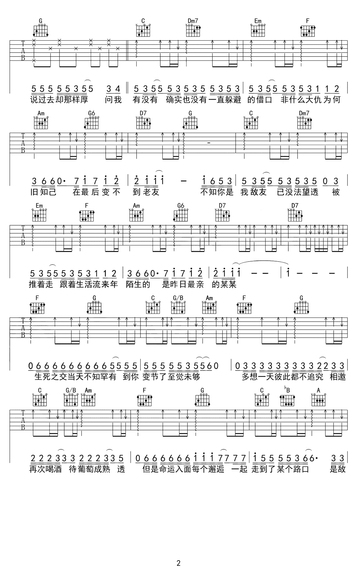 最佳损友吉他谱-陈奕迅-C调弹唱谱-高清2