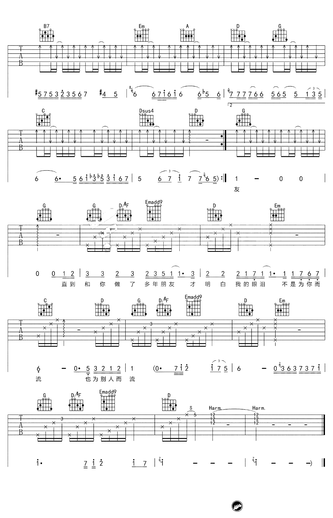 十年吉他谱 G调六线谱 陈奕迅 吉他弹唱3