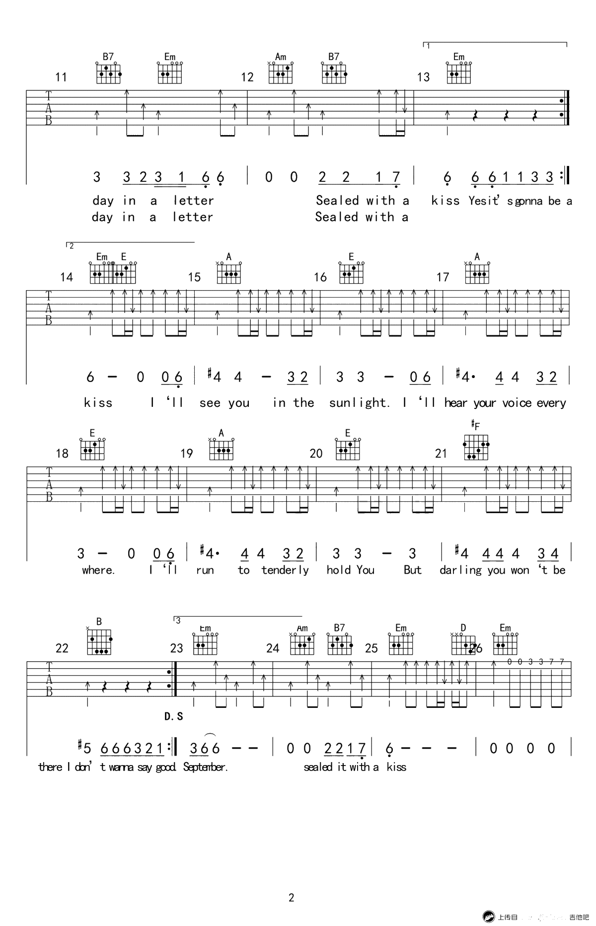 Sealed With A Kiss吉他谱-以吻封缄六线谱-弹唱2