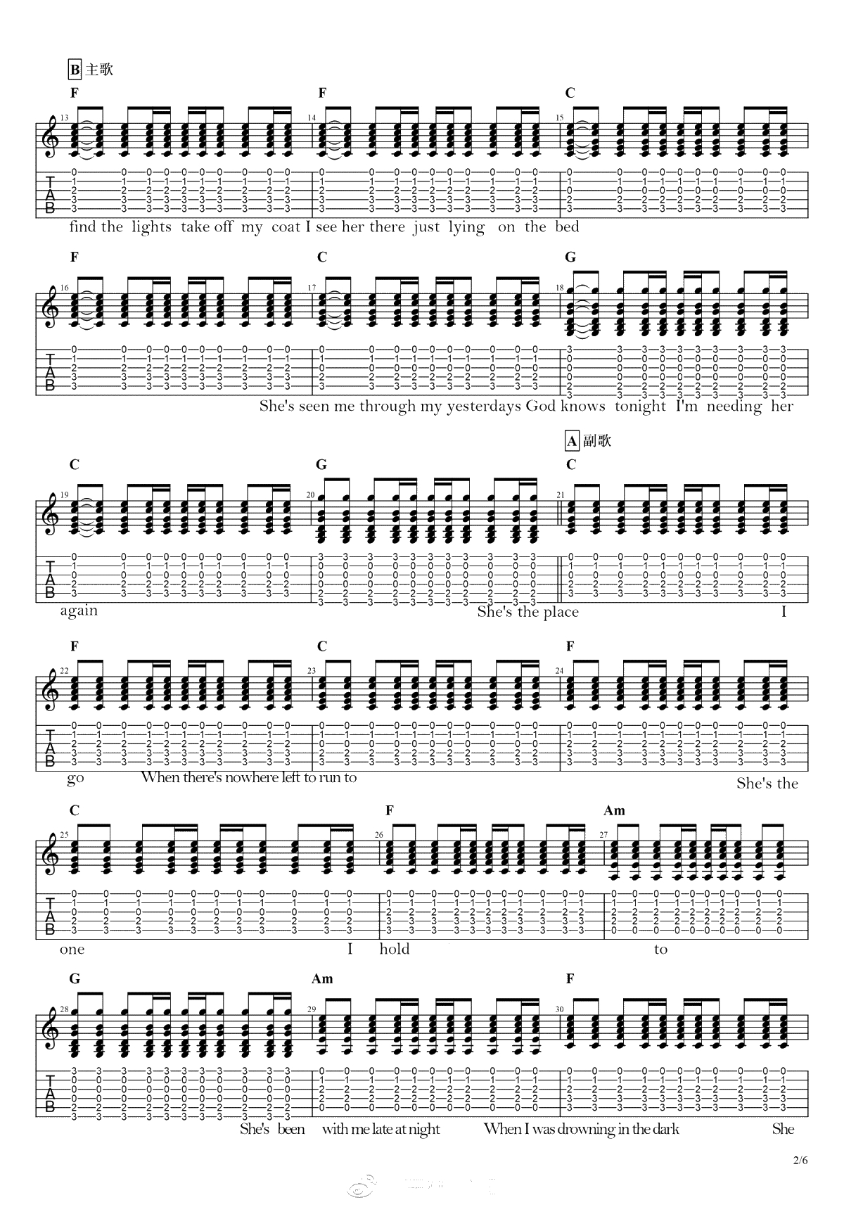 Scars On This Guitar吉他谱-Bon Jovi-高清2