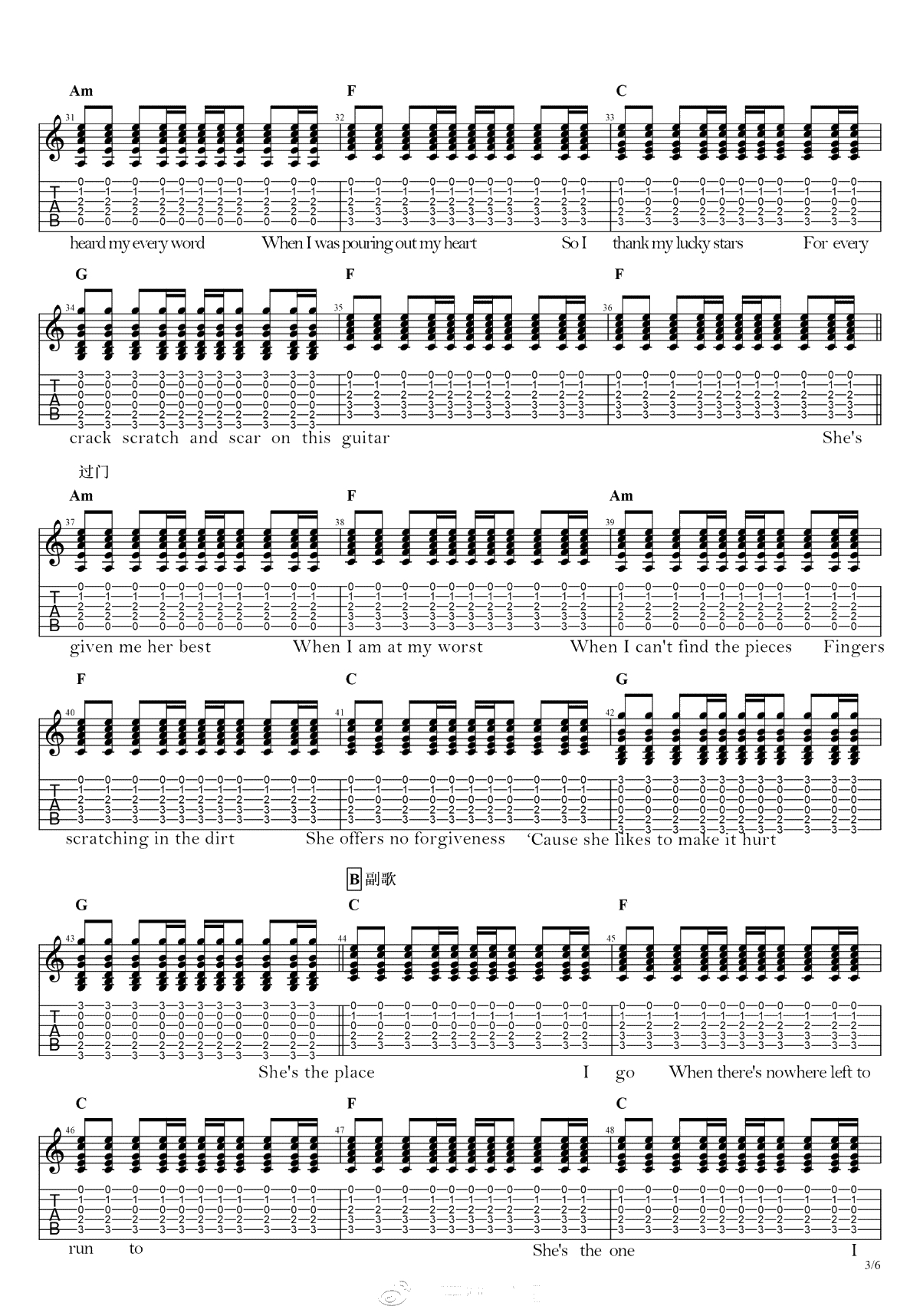 Scars On This Guitar吉他谱-Bon Jovi-高清3