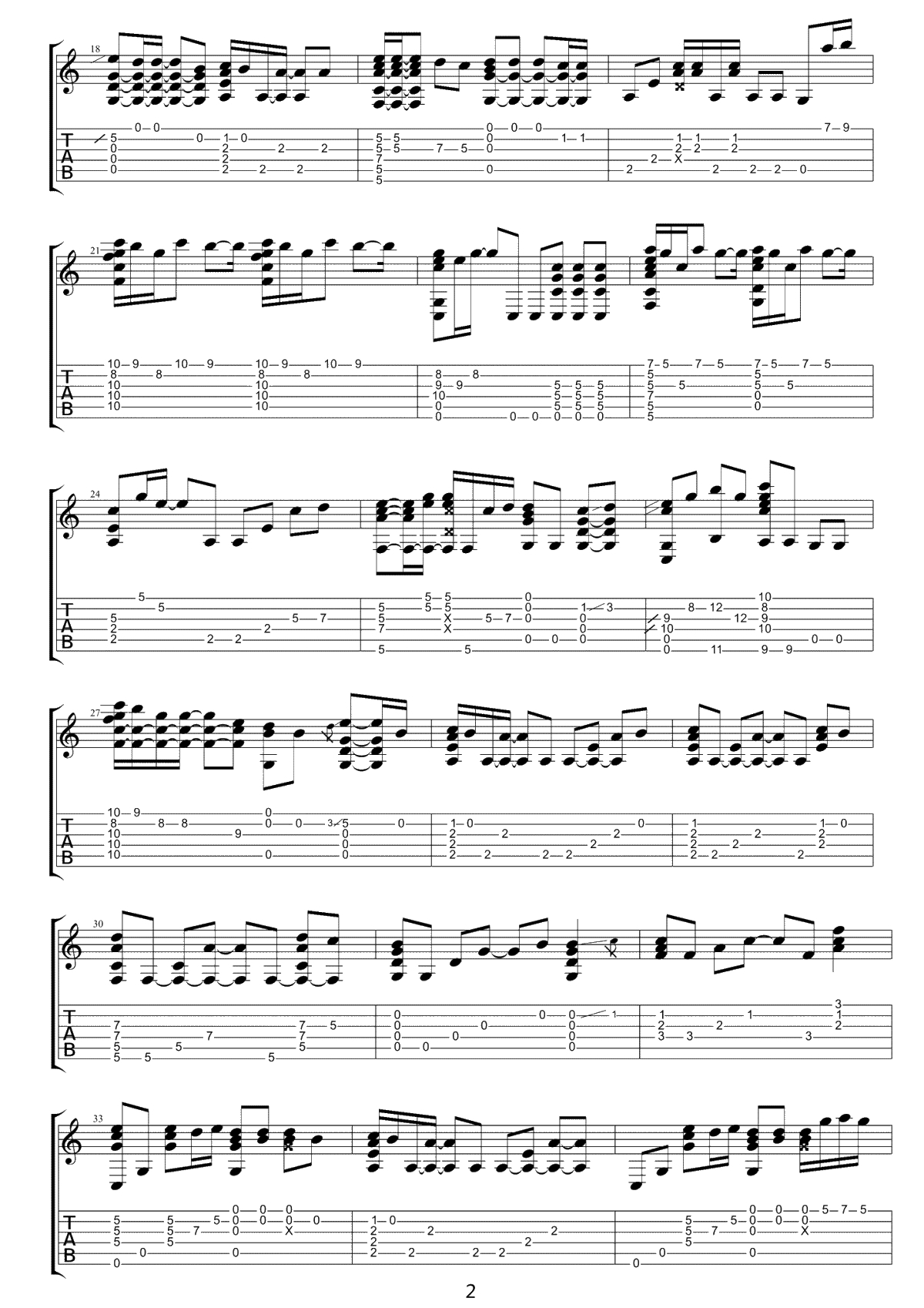 你就不要想起我指弹谱-田馥甄-吉他独奏谱-完整版2