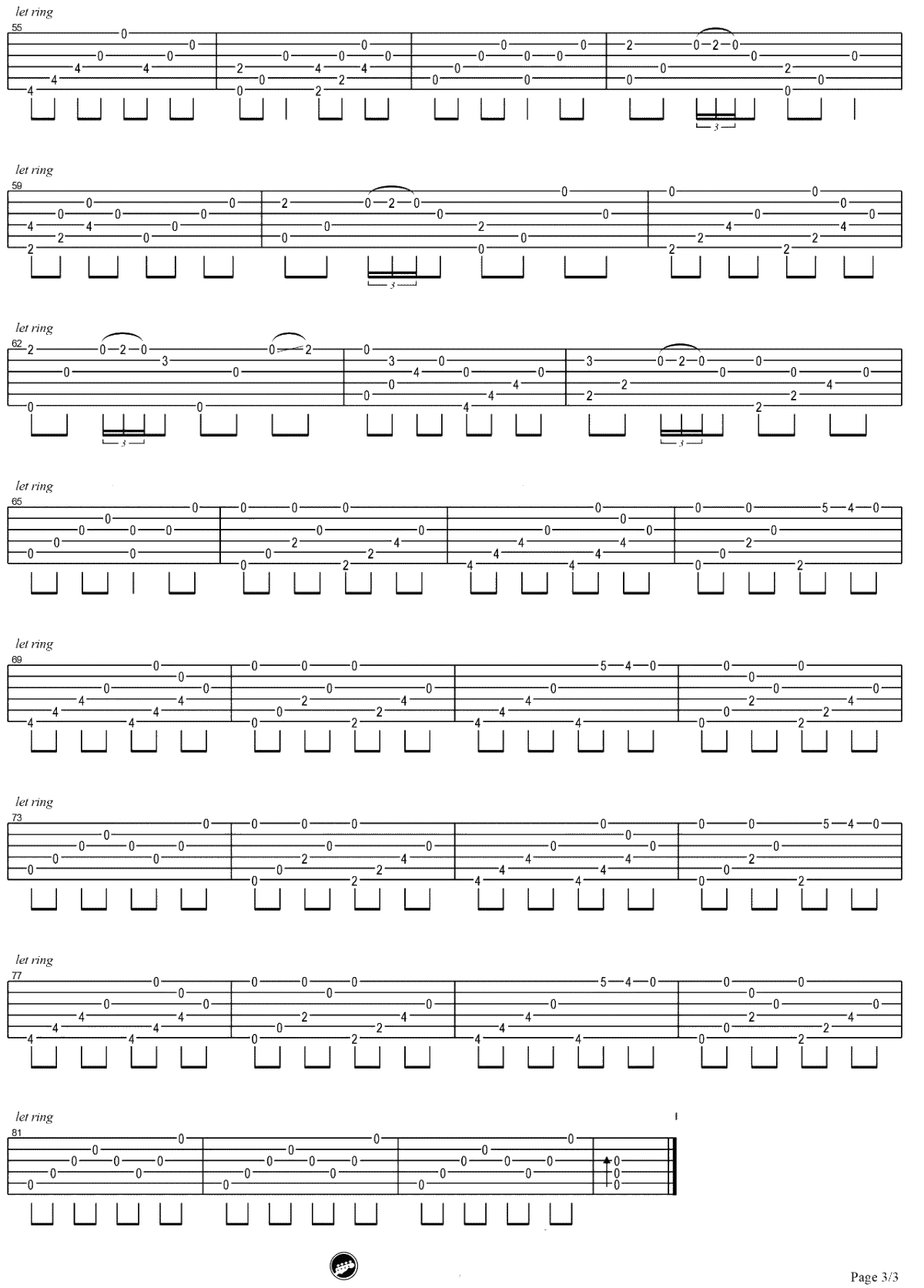 流行的云指弹谱-岸部真明--吉他独奏谱3