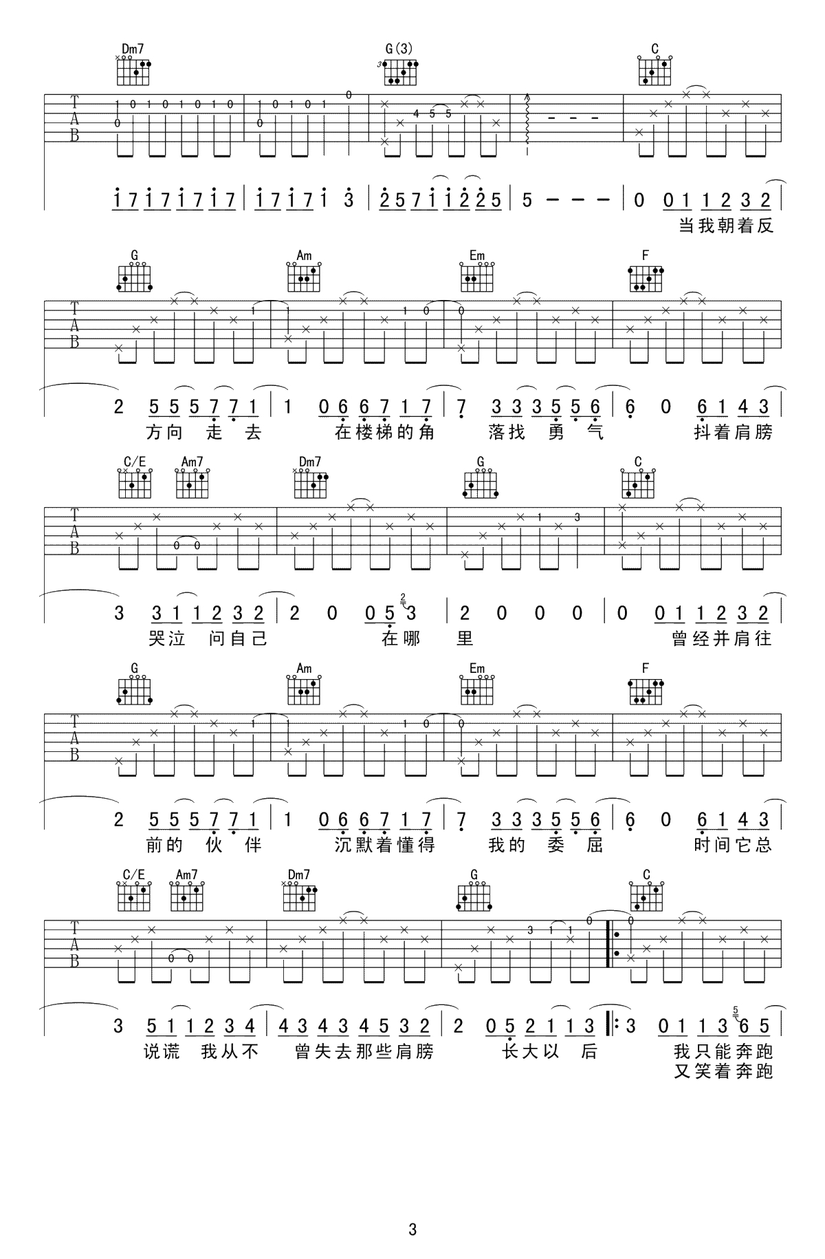 明天你好吉他谱-牛奶咖啡-高清弹唱谱-3