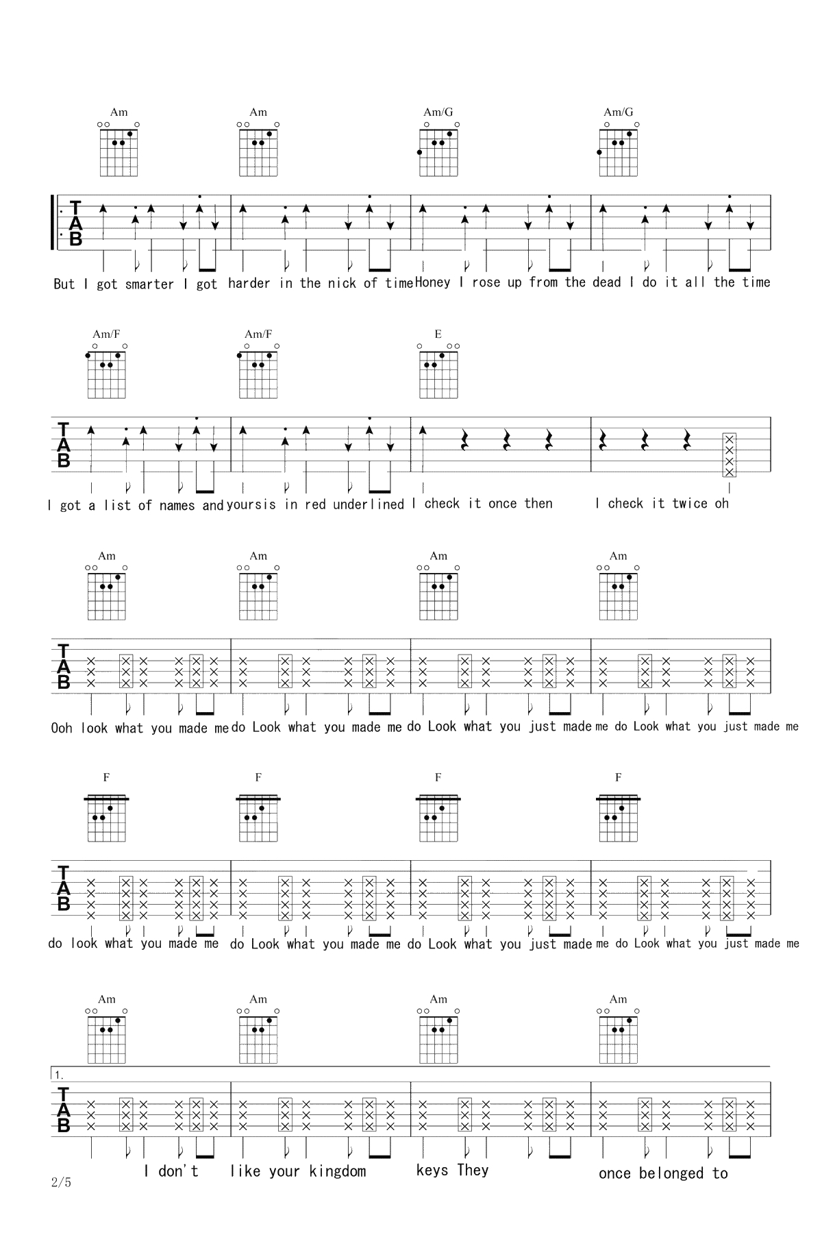 Look What You Made Me Do吉他谱-Taylor Swift-弹唱六线谱2