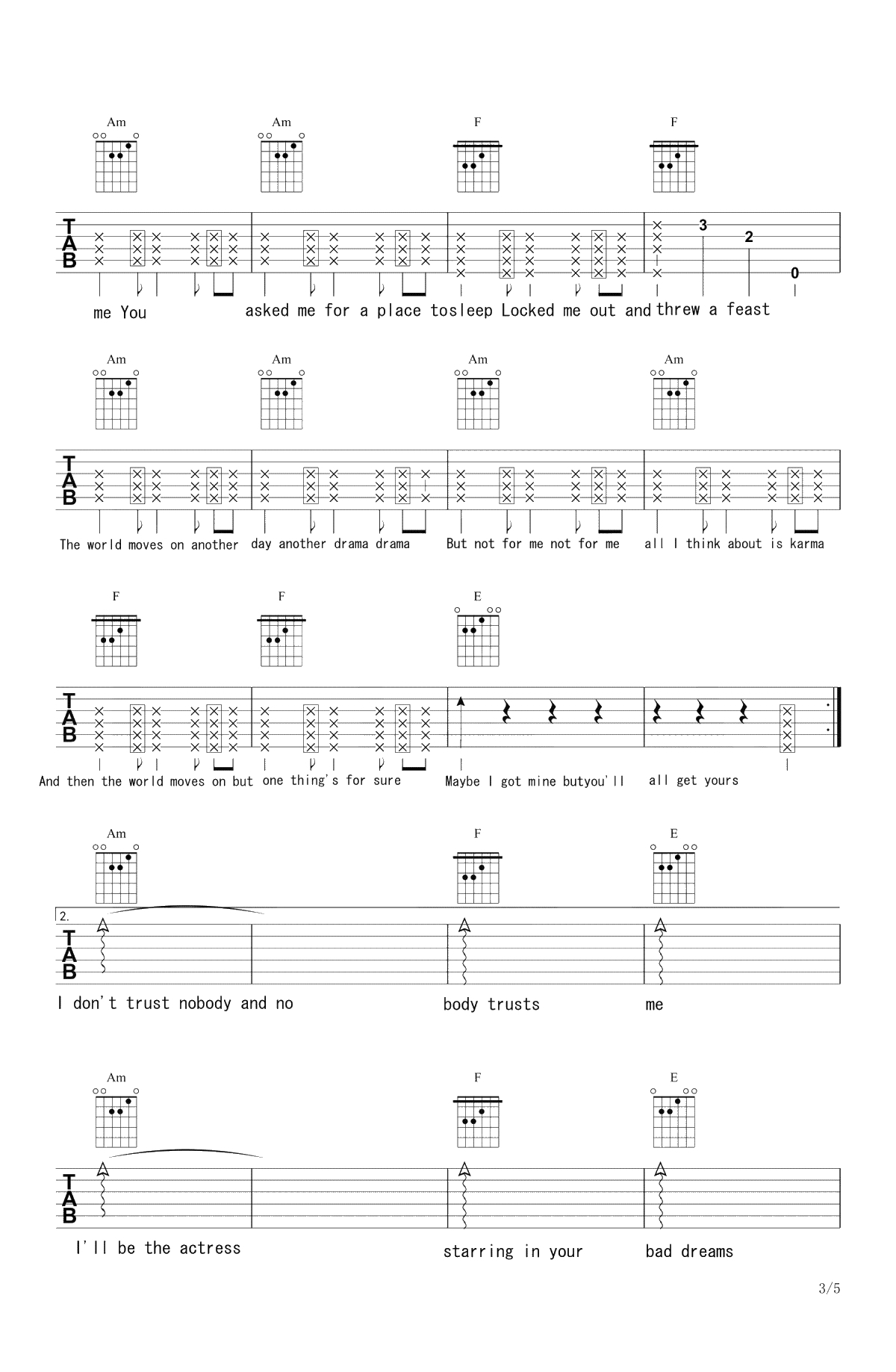 Look What You Made Me Do吉他谱-Taylor Swift-弹唱六线谱3