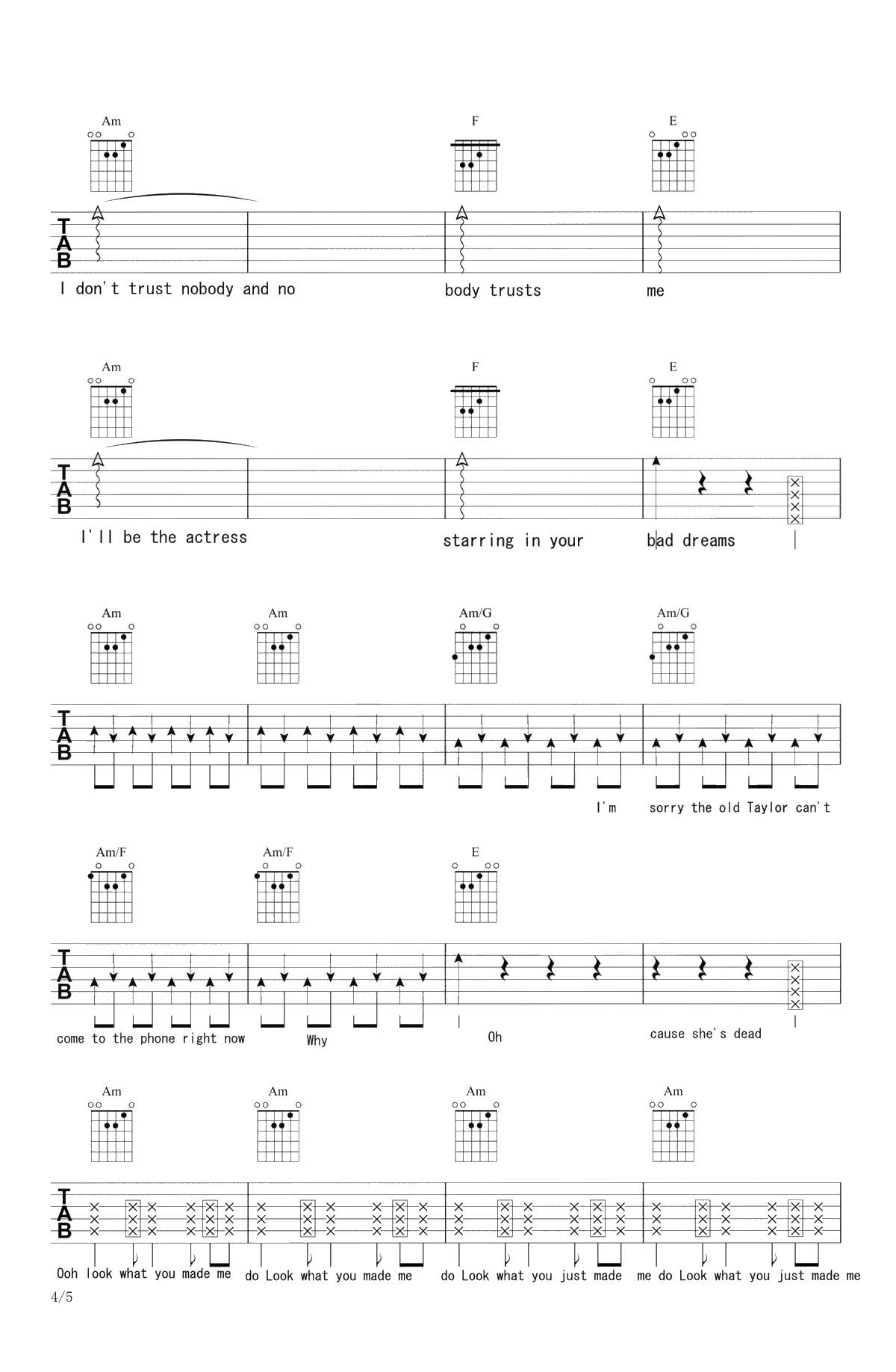 Look What You Made Me Do吉他谱-Taylor Swift-弹唱六线谱4