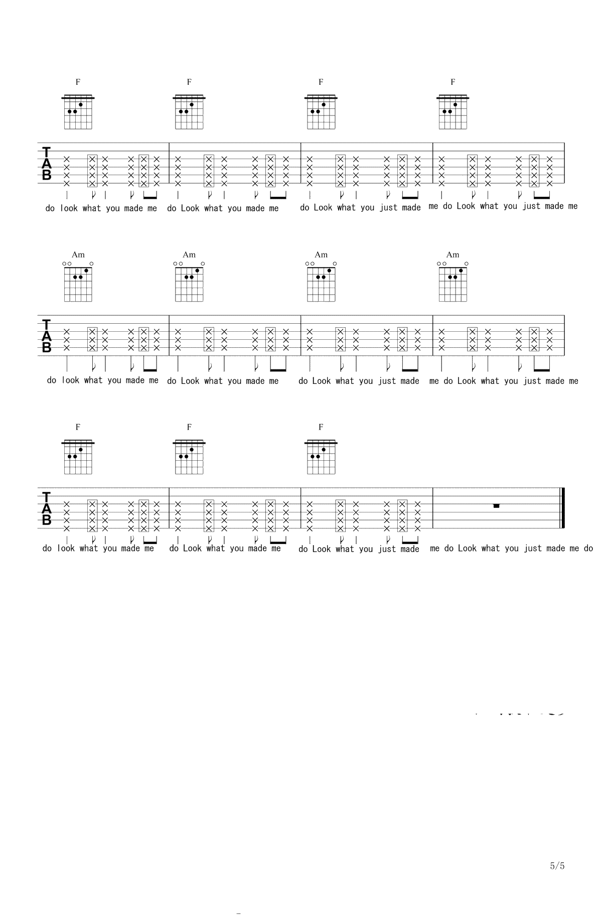 Look What You Made Me Do吉他谱-Taylor Swift-弹唱六线谱5