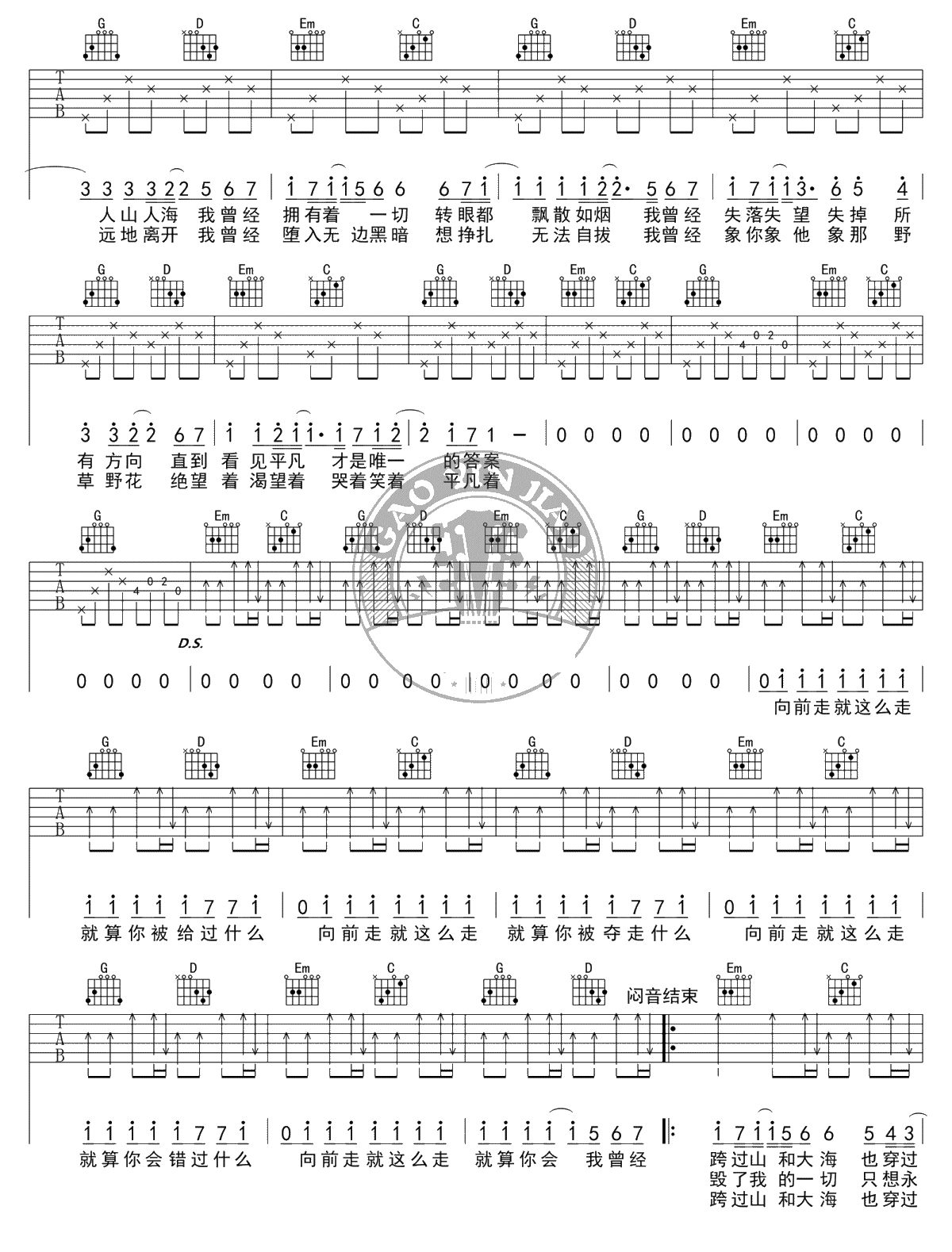 平凡之路吉他谱-朴树-G调标准版-弹唱2