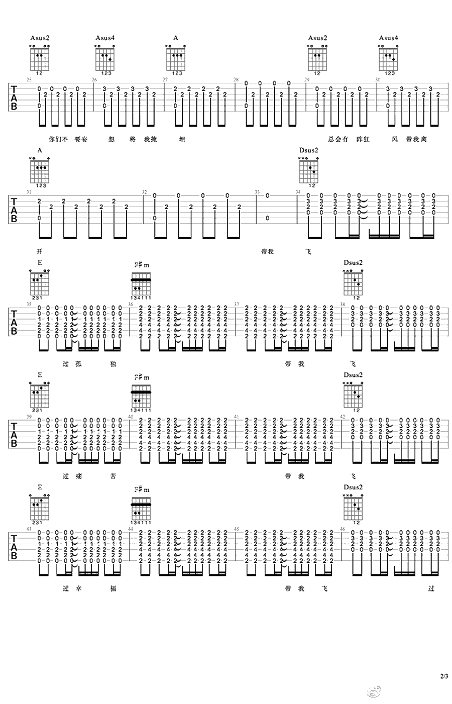 塑料袋吉他谱-《缝纫机乐队》电影主题曲-六线谱弹唱谱2