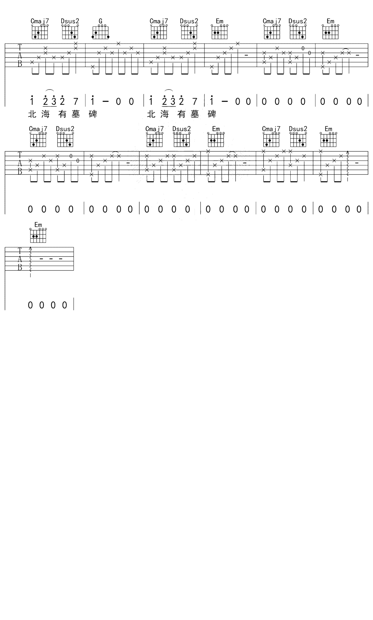 南山南吉他谱-马頔-G调标准版-吉他弹唱3