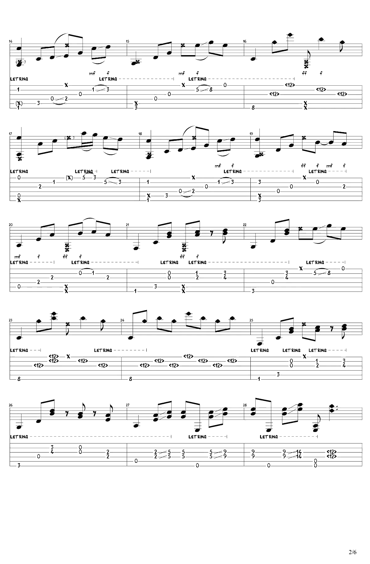 sunflower指弹谱-李森茂版本-孙培博《太阳花》吉他独奏谱2