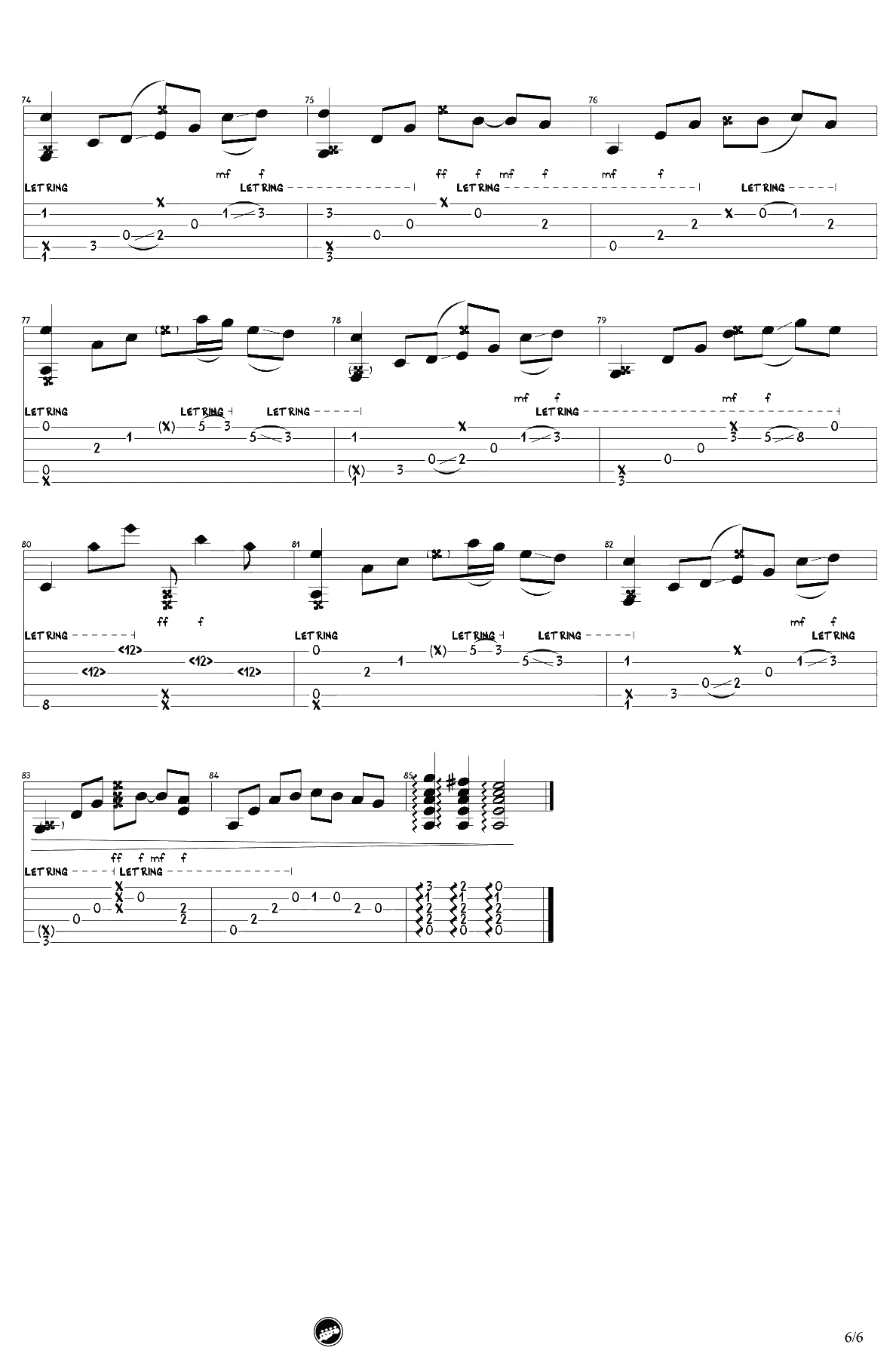 sunflower指弹谱-李森茂版本-孙培博《太阳花》吉他独奏谱6