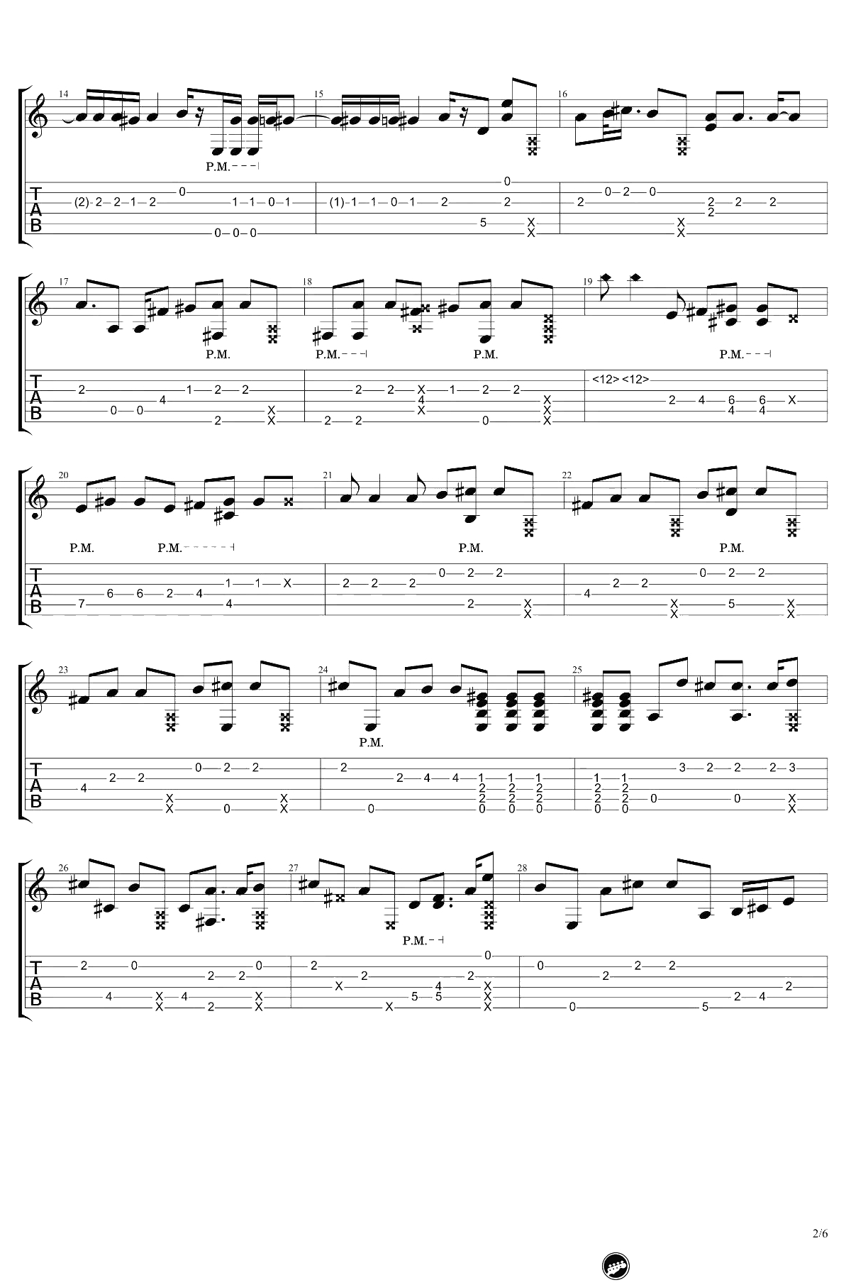 告白气球指弹谱-李森茂Sam指弹版本-吉他2