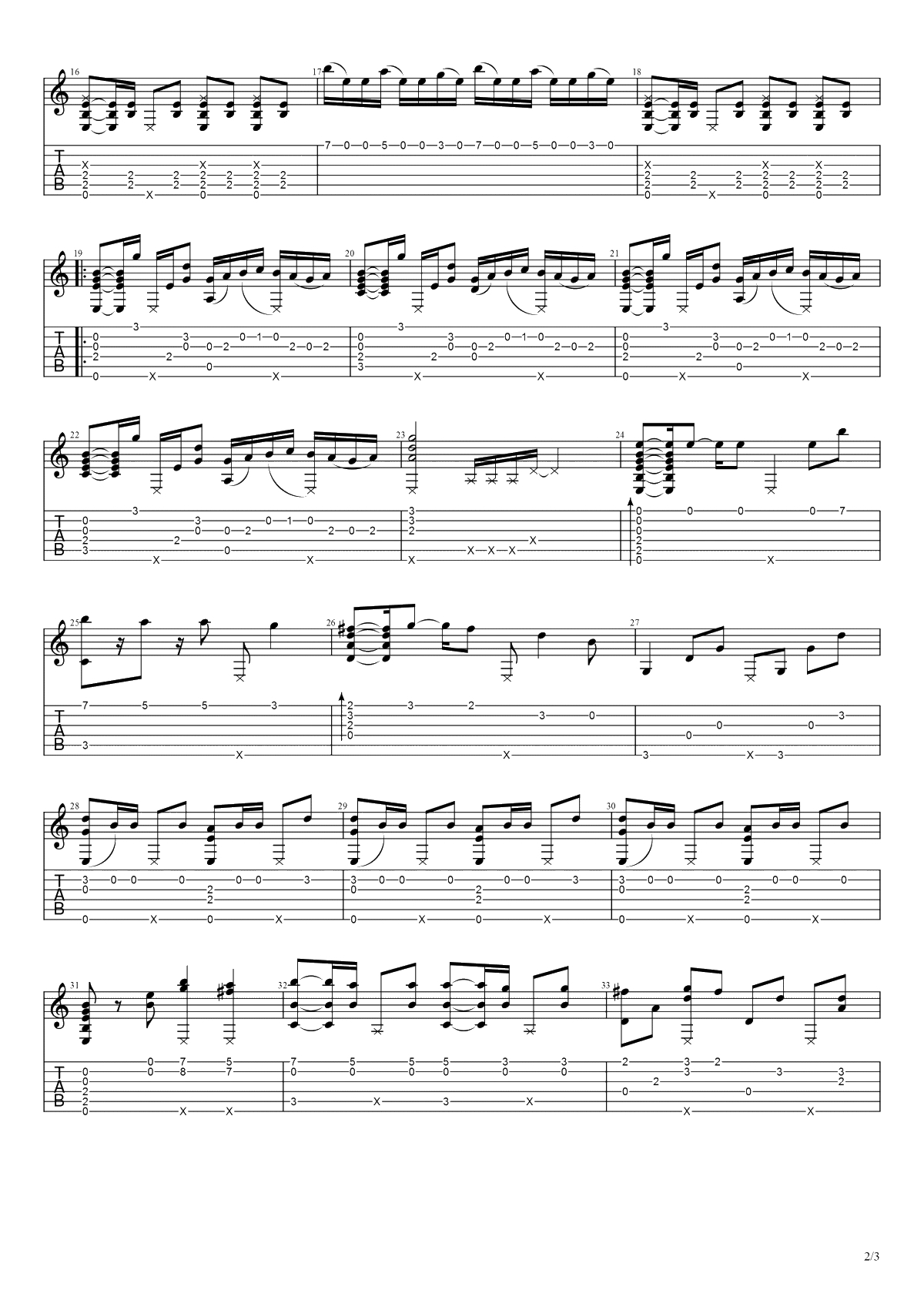 unravel指弹谱-《东京喰种》主题曲-高清-吉他独奏谱2