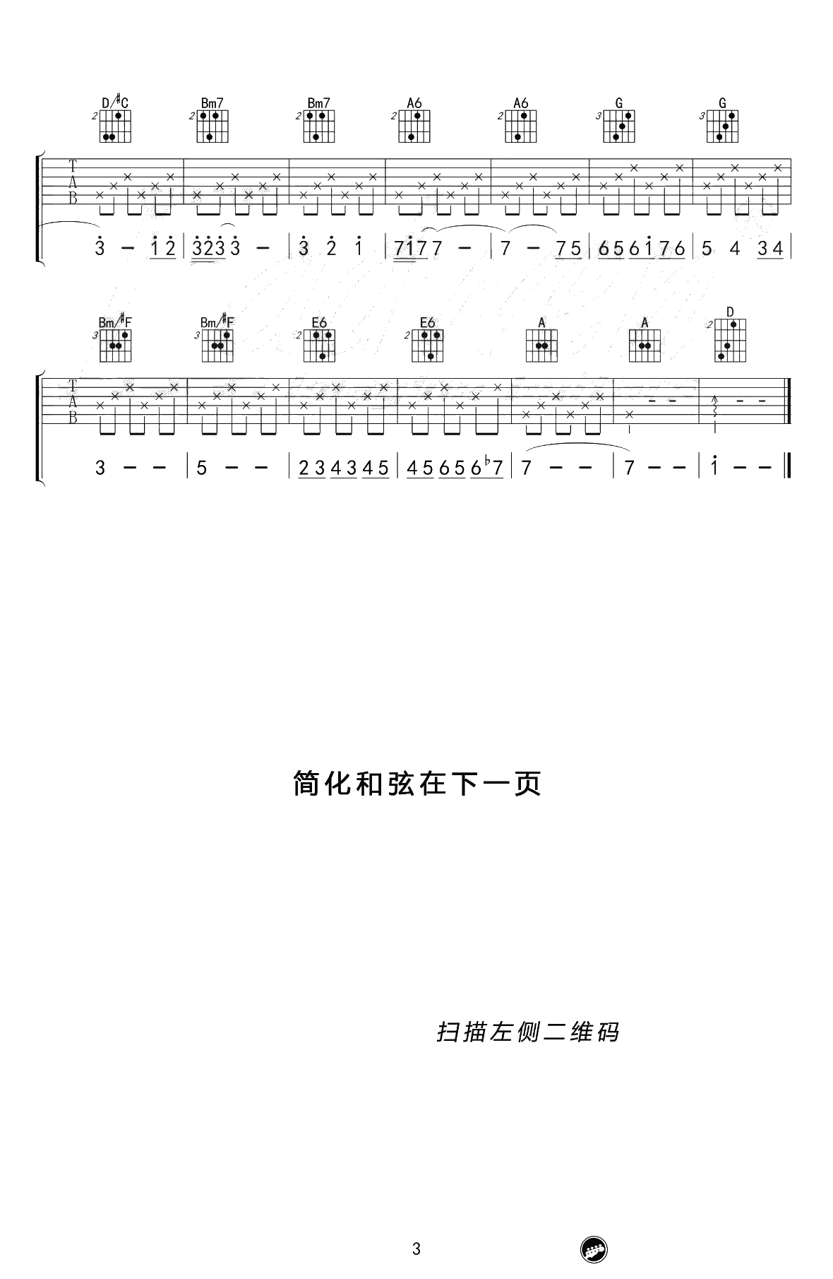 米店吉他谱-原版+简化版-张玮玮《米店》吉他弹唱3