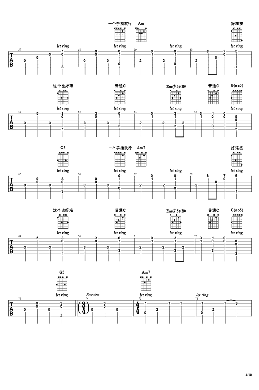 Fade吉他指弹谱-Alan Walker Fade吉他独奏谱-和弦4