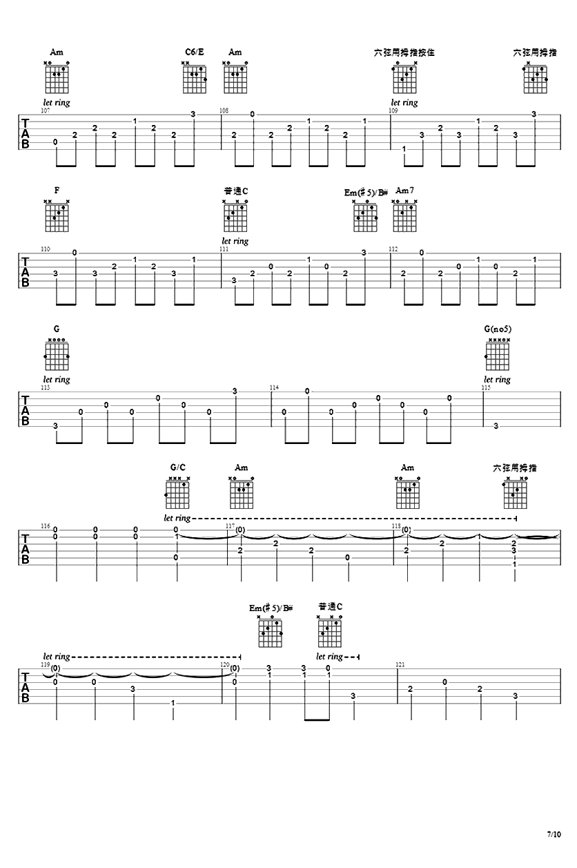 Fade吉他指弹谱-Alan Walker Fade吉他独奏谱-和弦7
