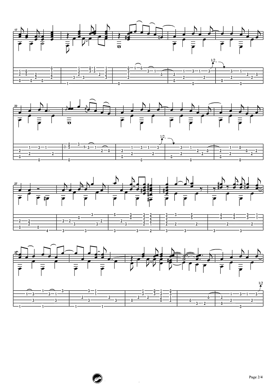 Windy And Warm指弹谱-吉他独奏谱-高清-指弹2