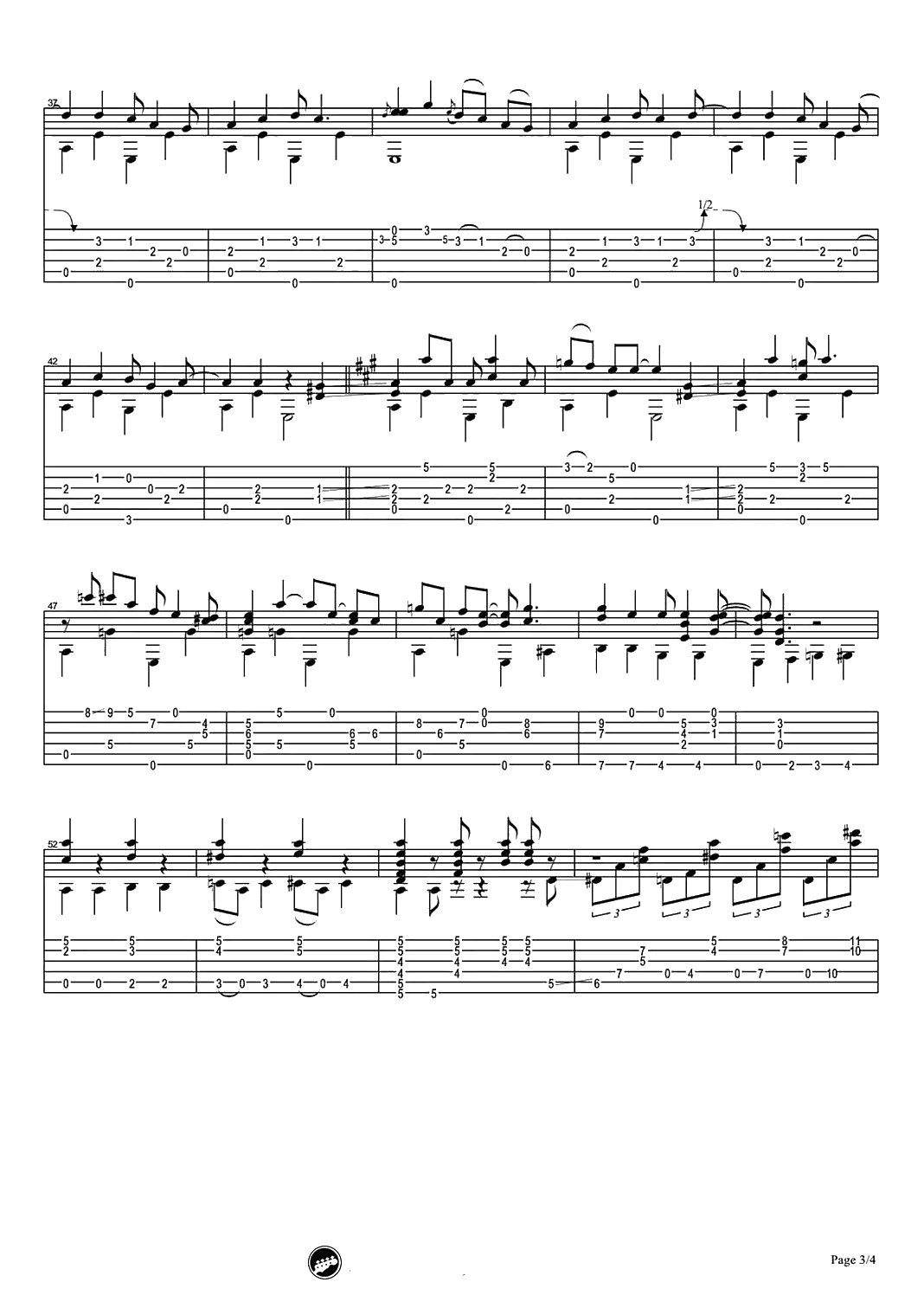 Windy And Warm指弹谱-吉他独奏谱-高清-指弹3