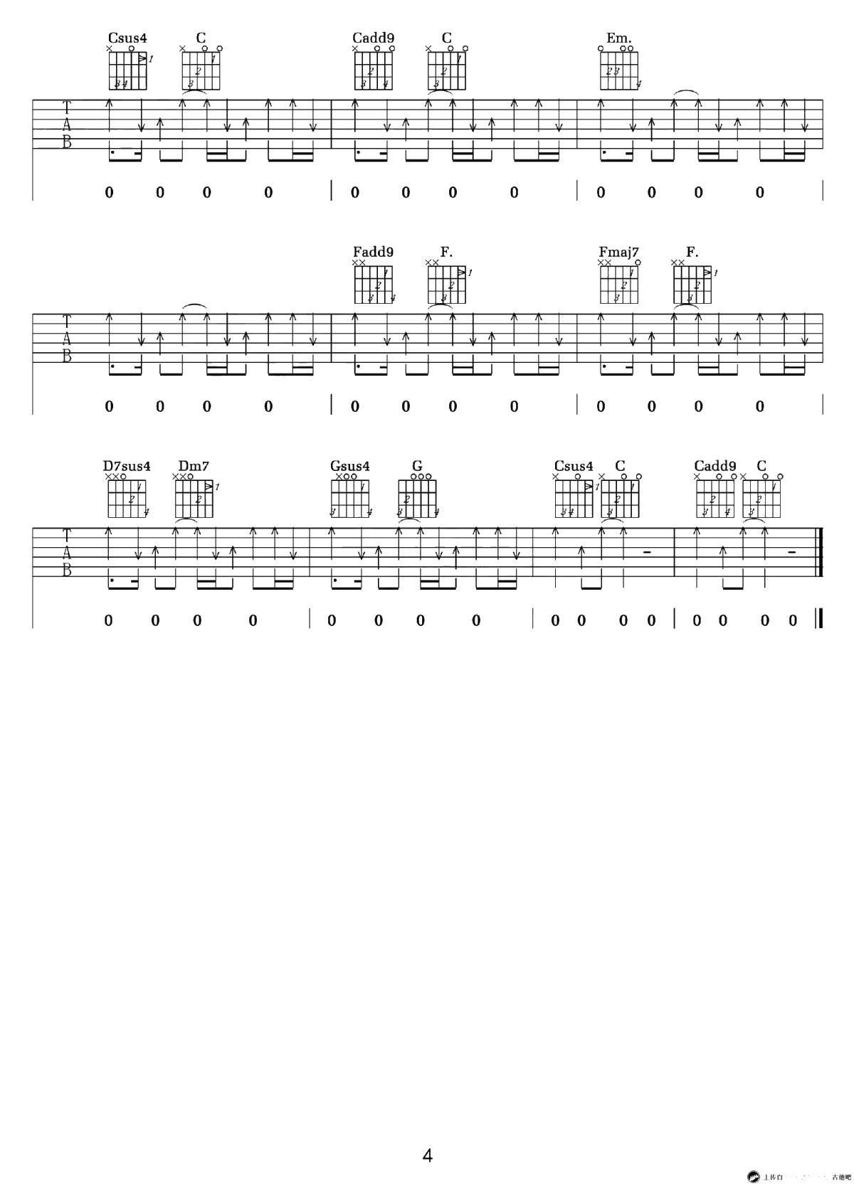 直到世界的尽头吉他谱-灌篮高手片尾曲-C调弹唱4