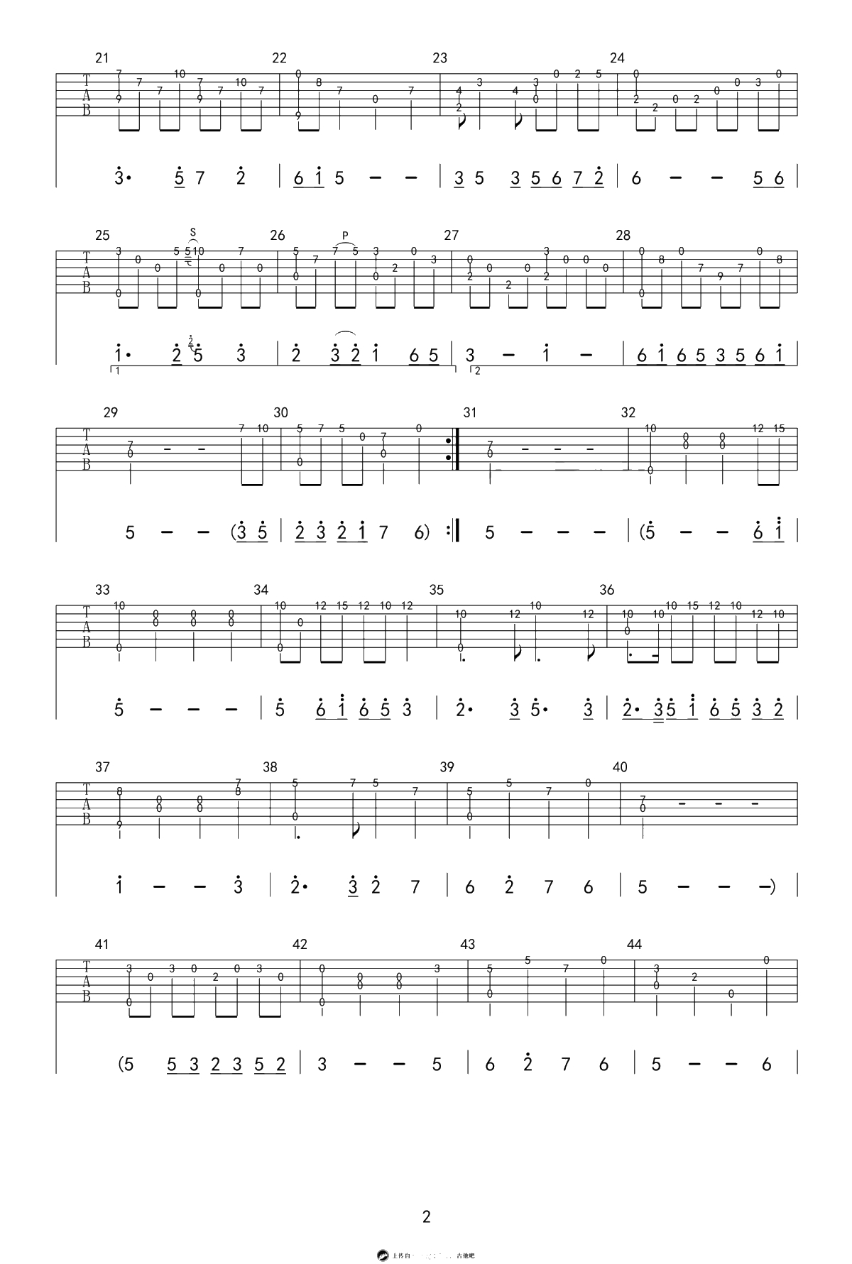梁祝指弹谱-梁祝(化蝶)吉他独奏谱-指弹吉他2