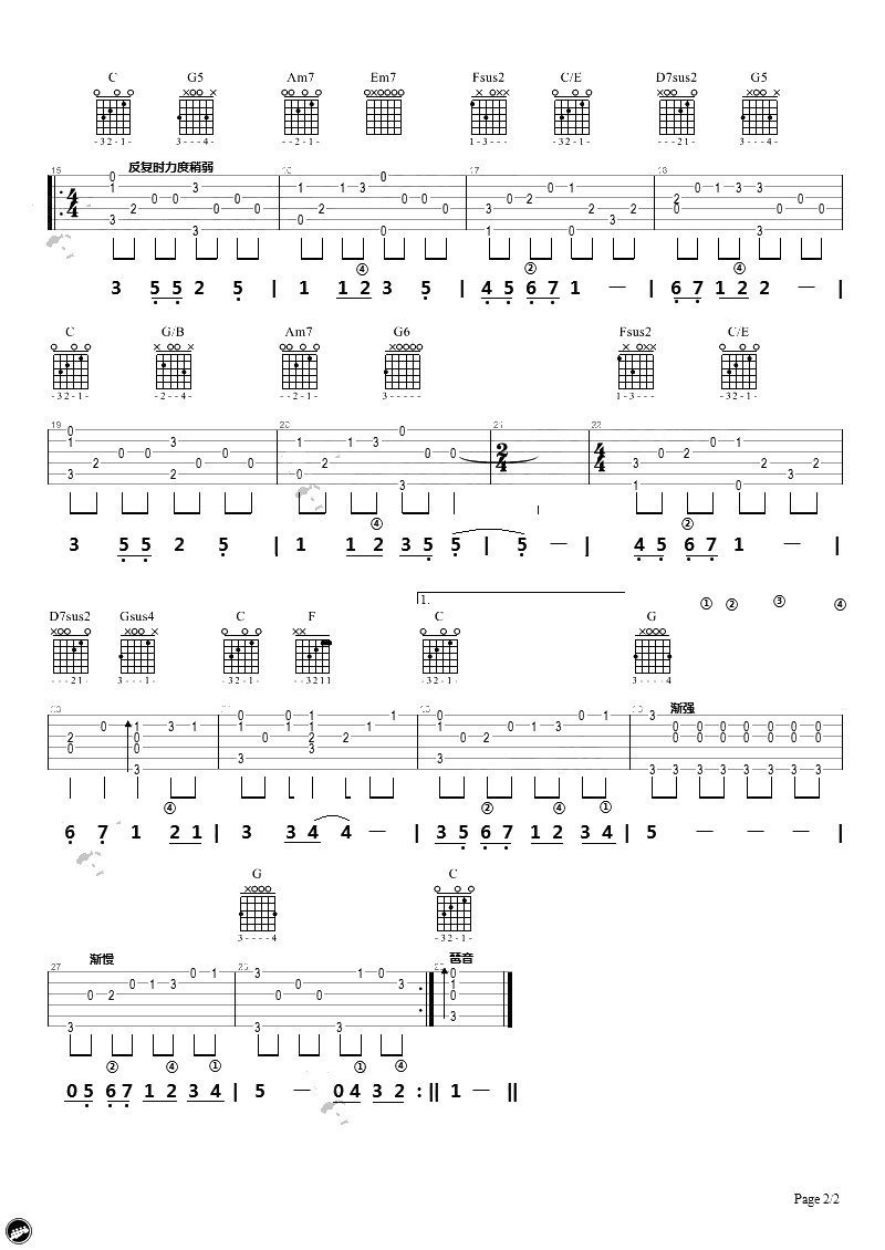 宁夏指弹谱-梁静茹-吉他独奏谱-指弹吉他2