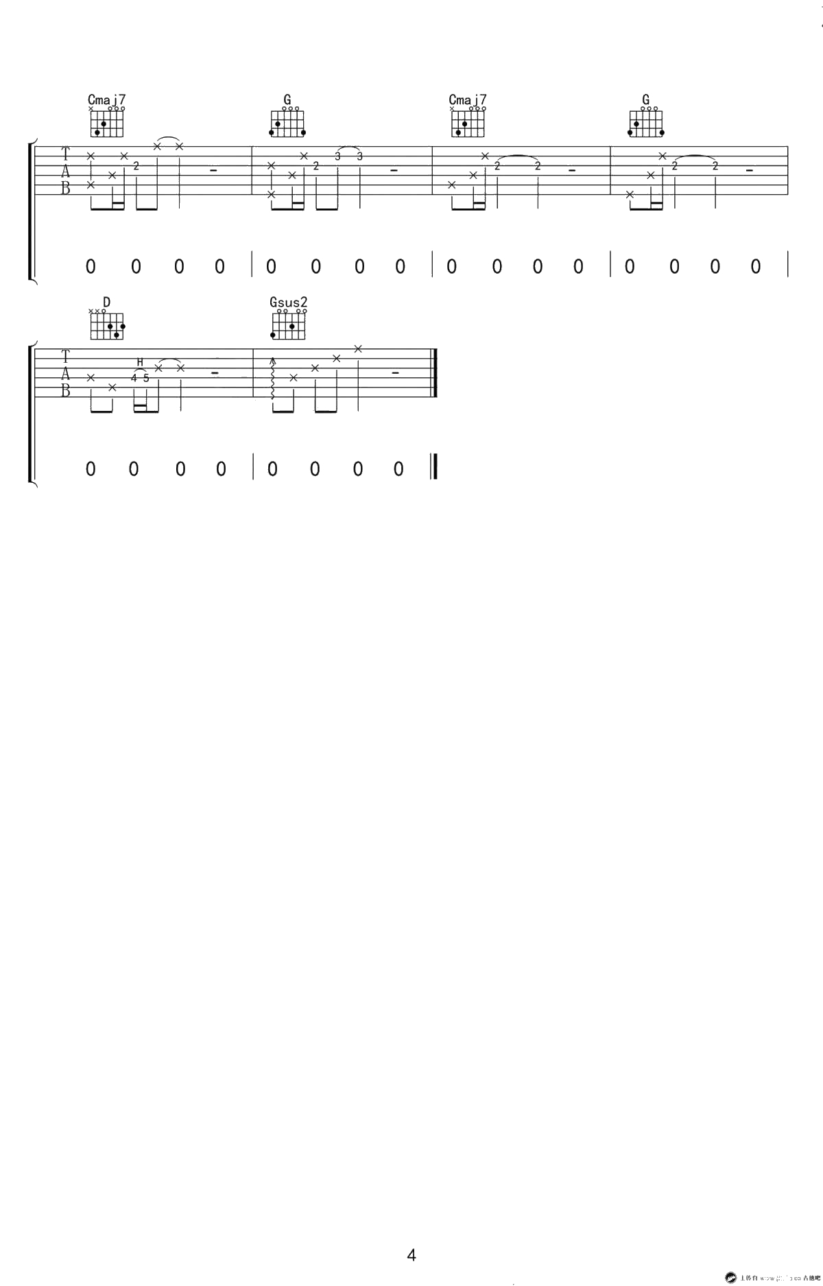 如斯吉他谱 G调弹唱谱 丢火车乐队 高清4