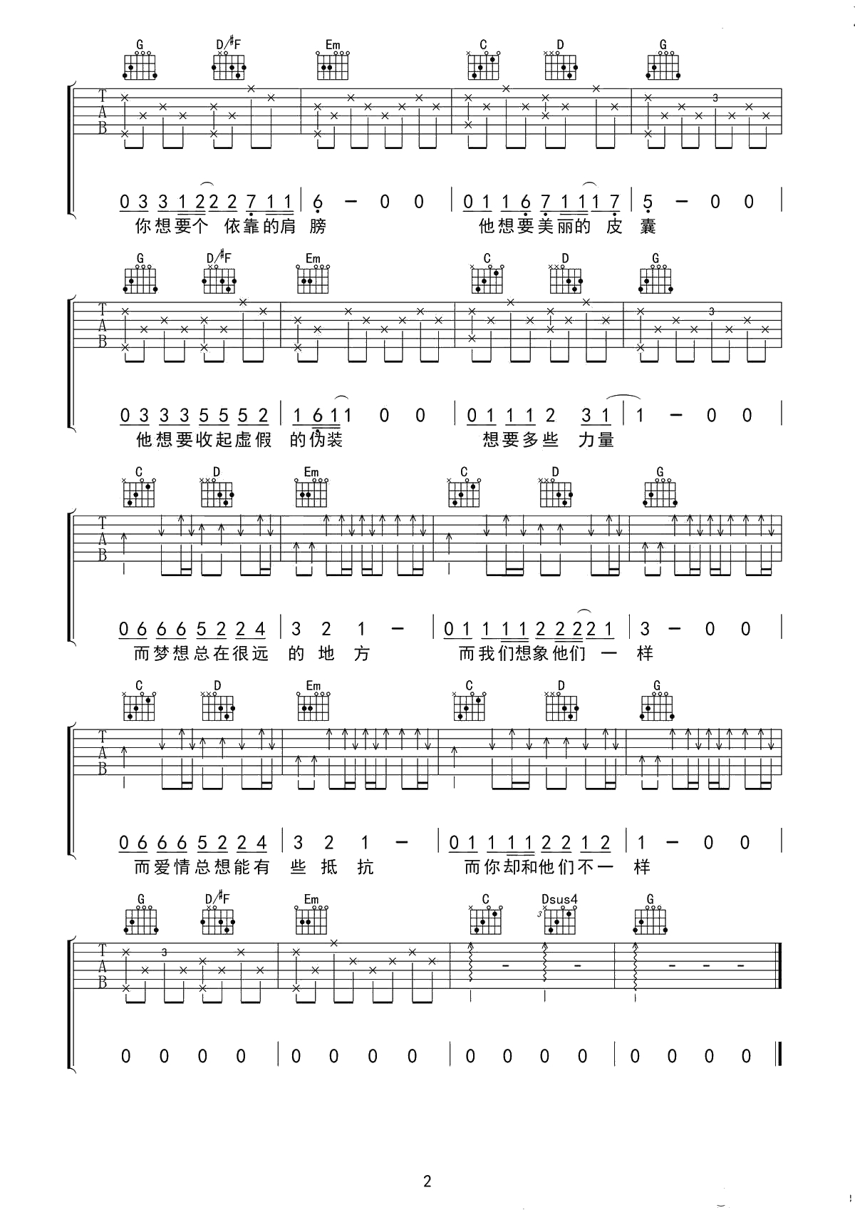 旅途吉他谱-留声玩具 G调弹唱谱-高清3