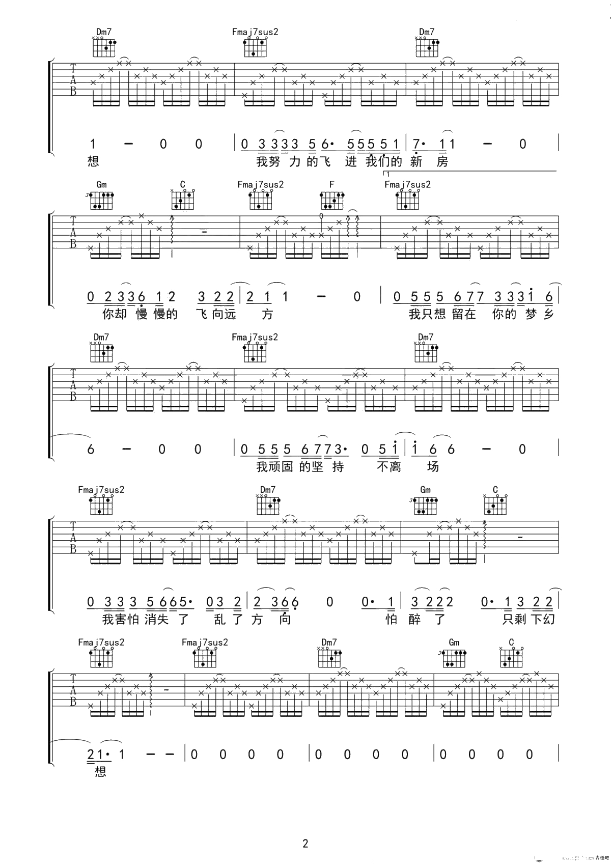 《路远》吉他谱-张磊弹唱六线谱-《好先生》片尾曲2