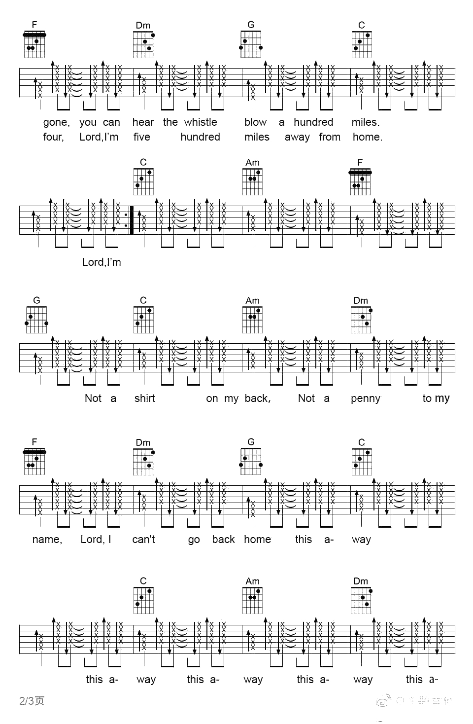 500 miles吉他谱-醉乡民谣-吉他弹唱2