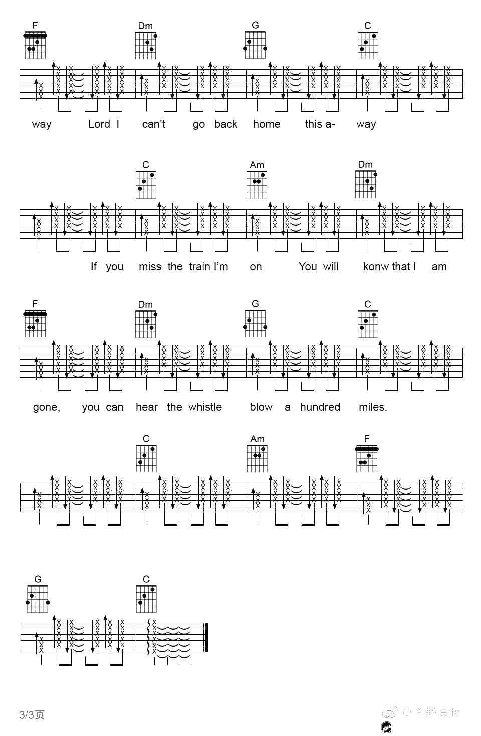 500 miles吉他谱-醉乡民谣-吉他弹唱3