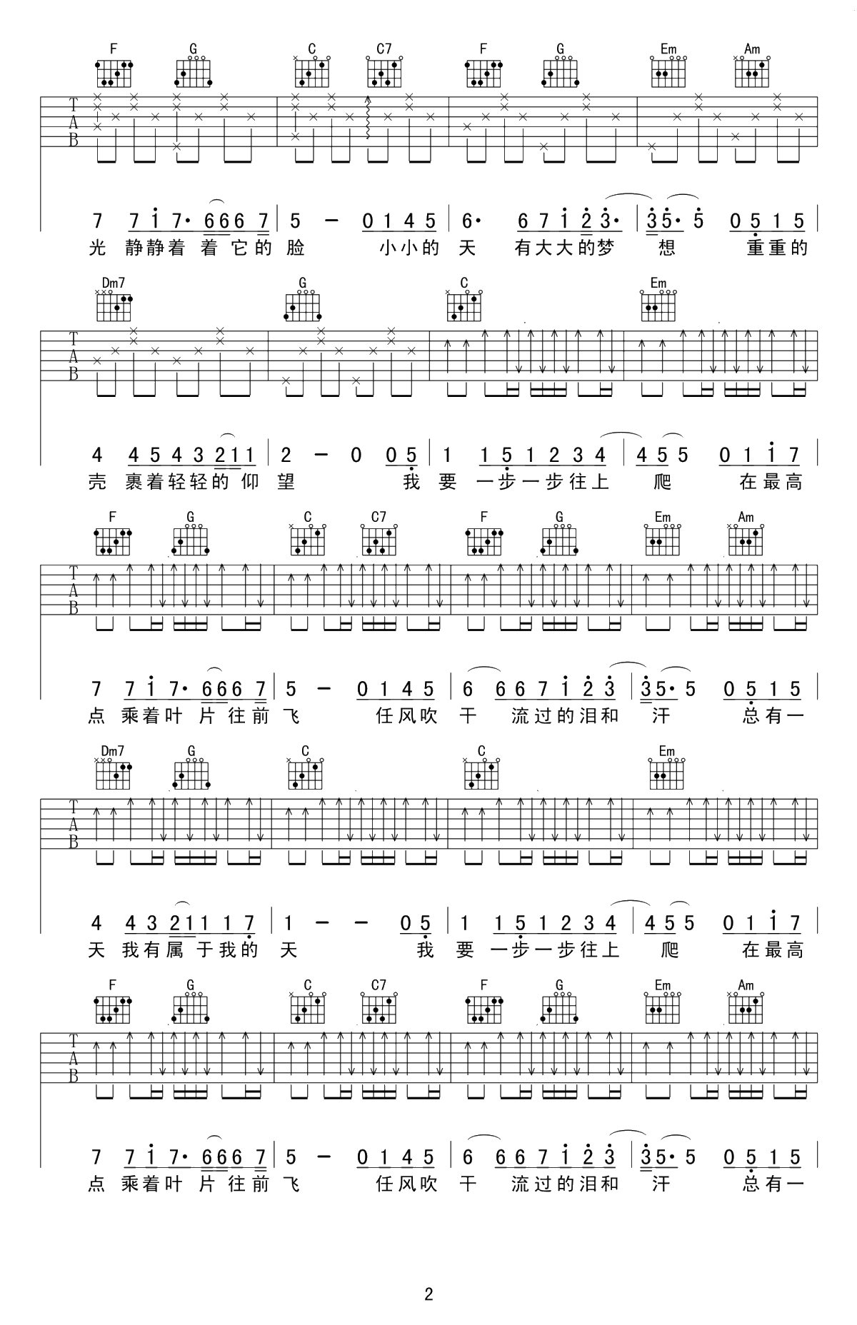 《蜗牛》吉他谱-周杰伦C调弹唱谱-2