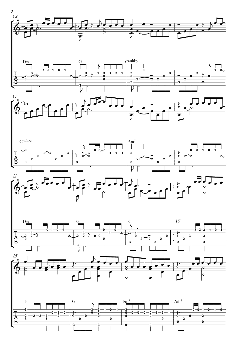 演员指弹谱-薛之谦《演员》吉他独奏谱-指弹吉他2