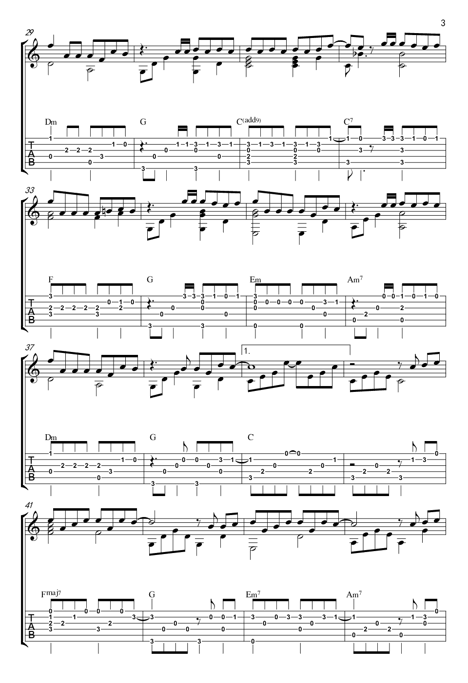 演员指弹谱-薛之谦《演员》吉他独奏谱-指弹吉他3