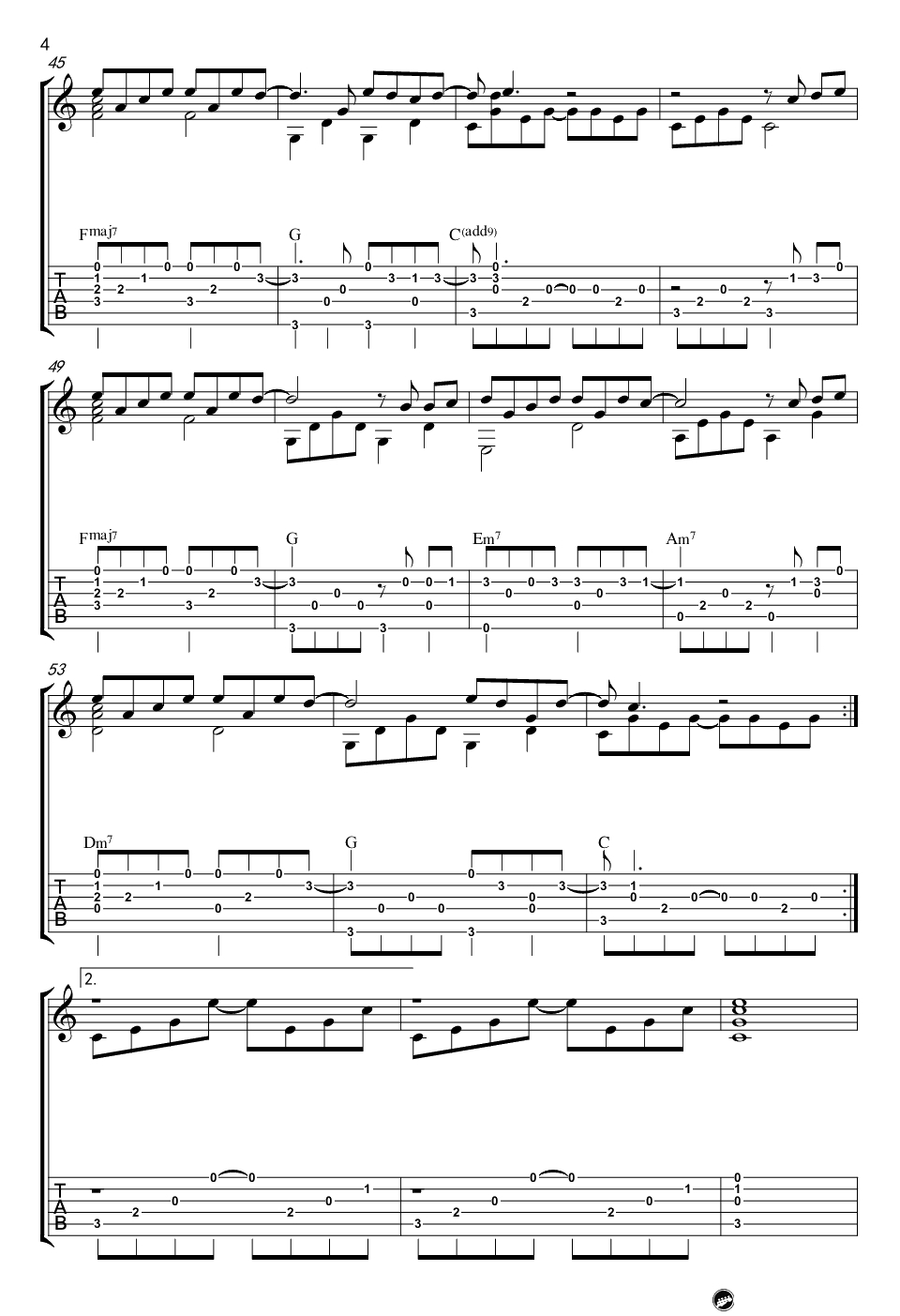 演员指弹谱-薛之谦《演员》吉他独奏谱-指弹吉他4