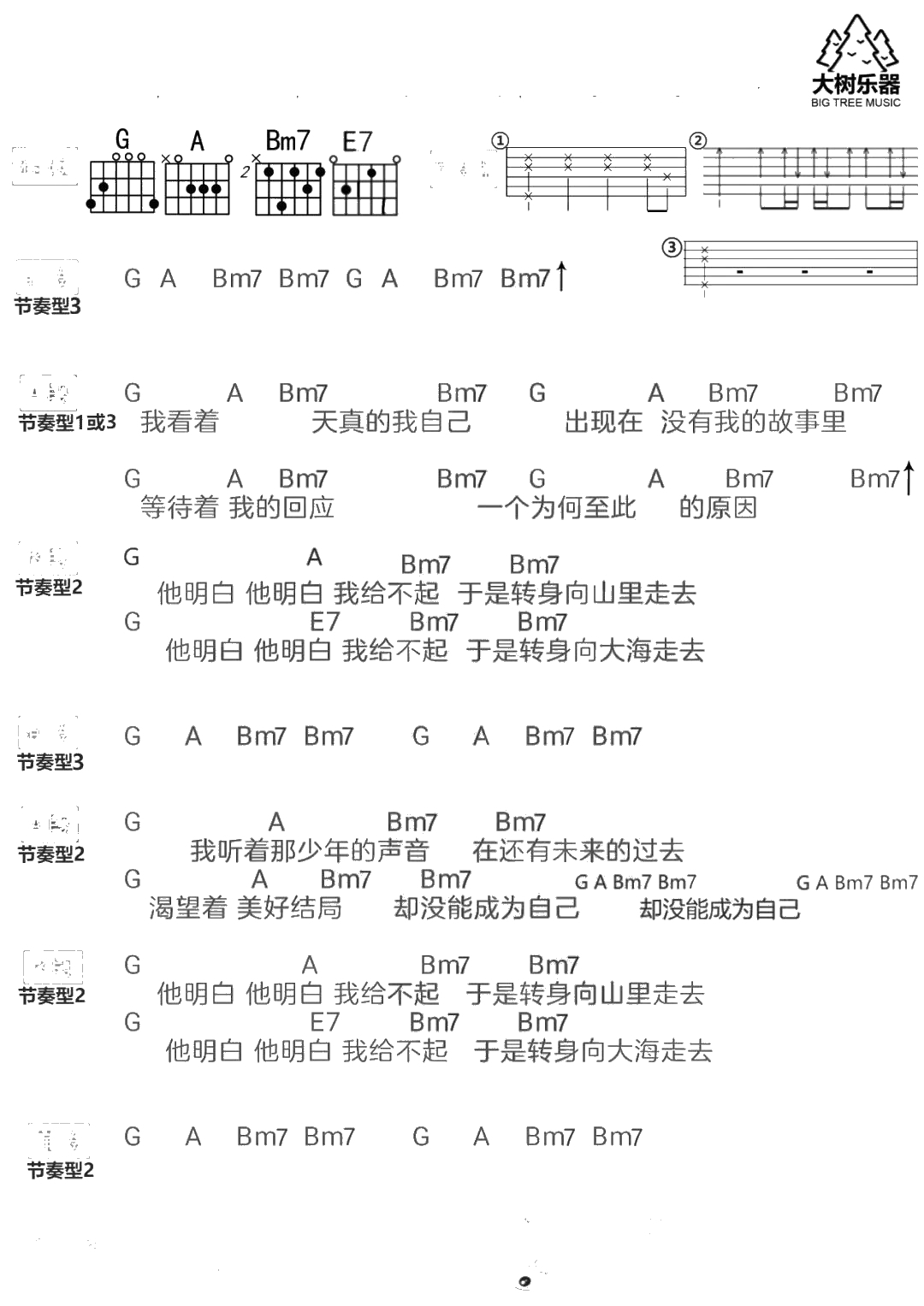 山海吉他谱简单版-草东没有派对TXT原版谱1