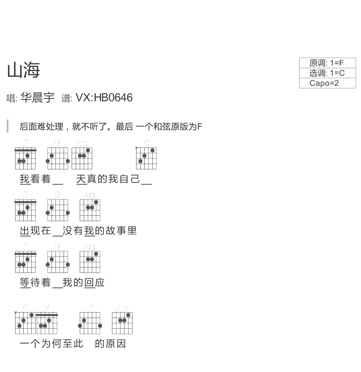 山海吉他谱简单版-草东没有派对TXT原版谱4