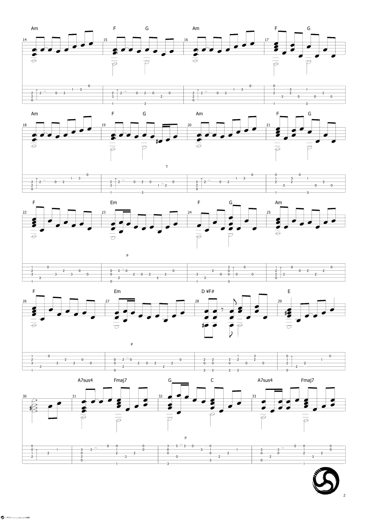 千本樱吉他谱-武士桑-原版指弹谱-高清完整2