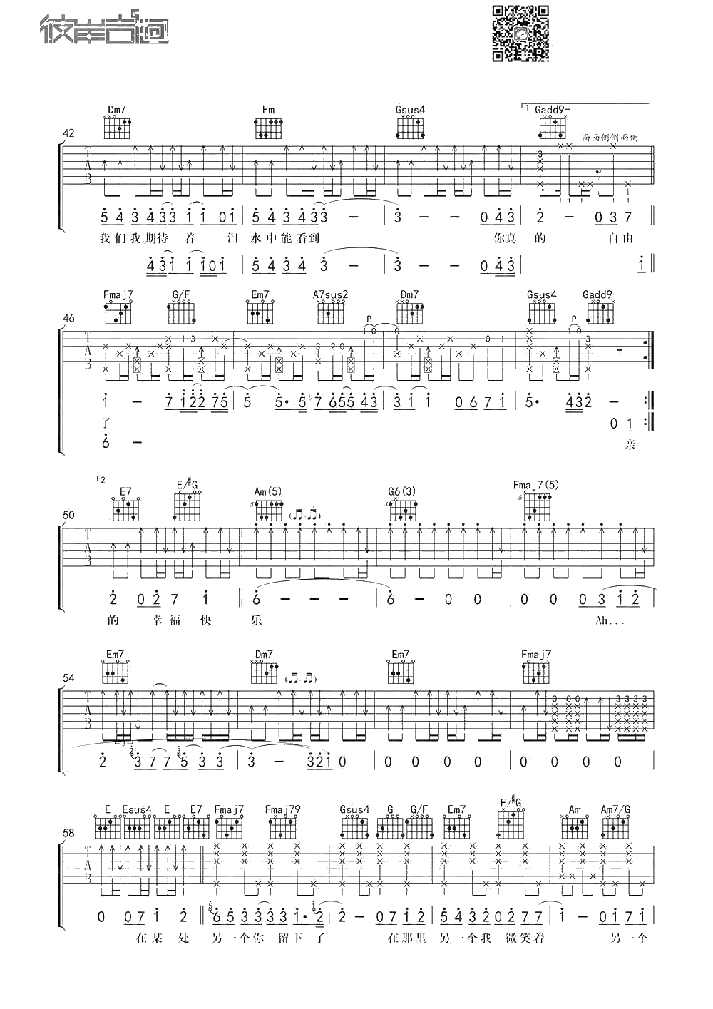 后来的我们吉他谱-C调弹唱谱-五月天-六线谱完整版3