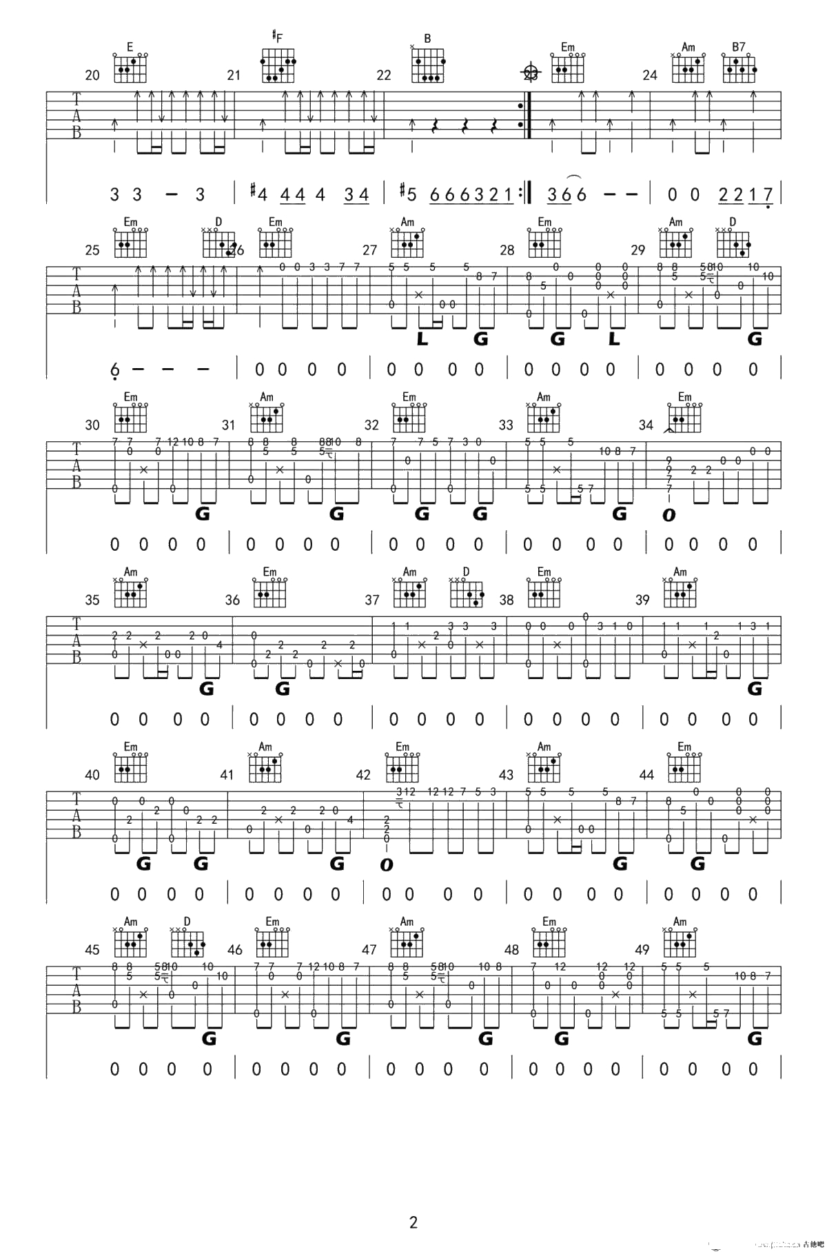 sealed with a kiss 吉他谱-G调弹唱谱-六线谱2