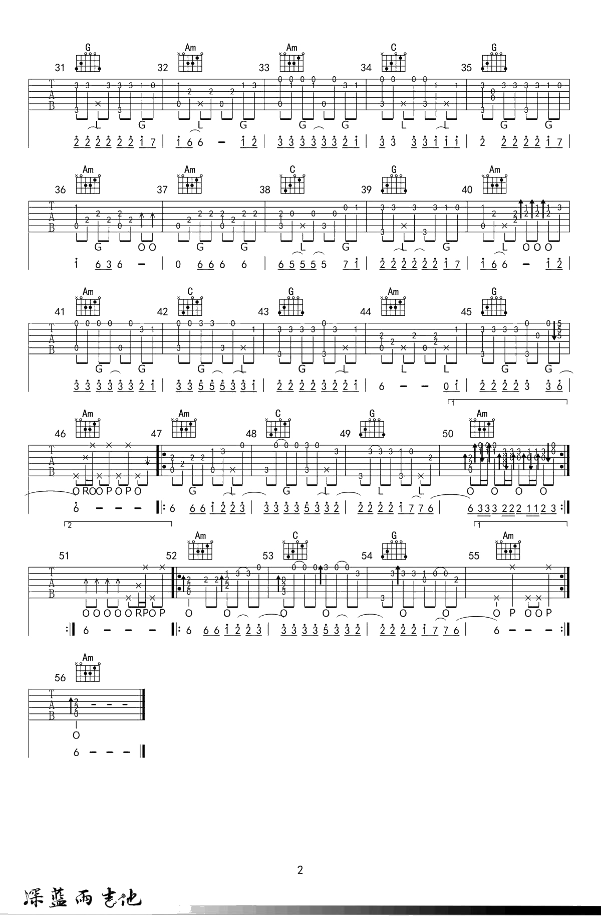 Aloha Heja He指弹吉他谱-C调独奏版-指弹吉他2