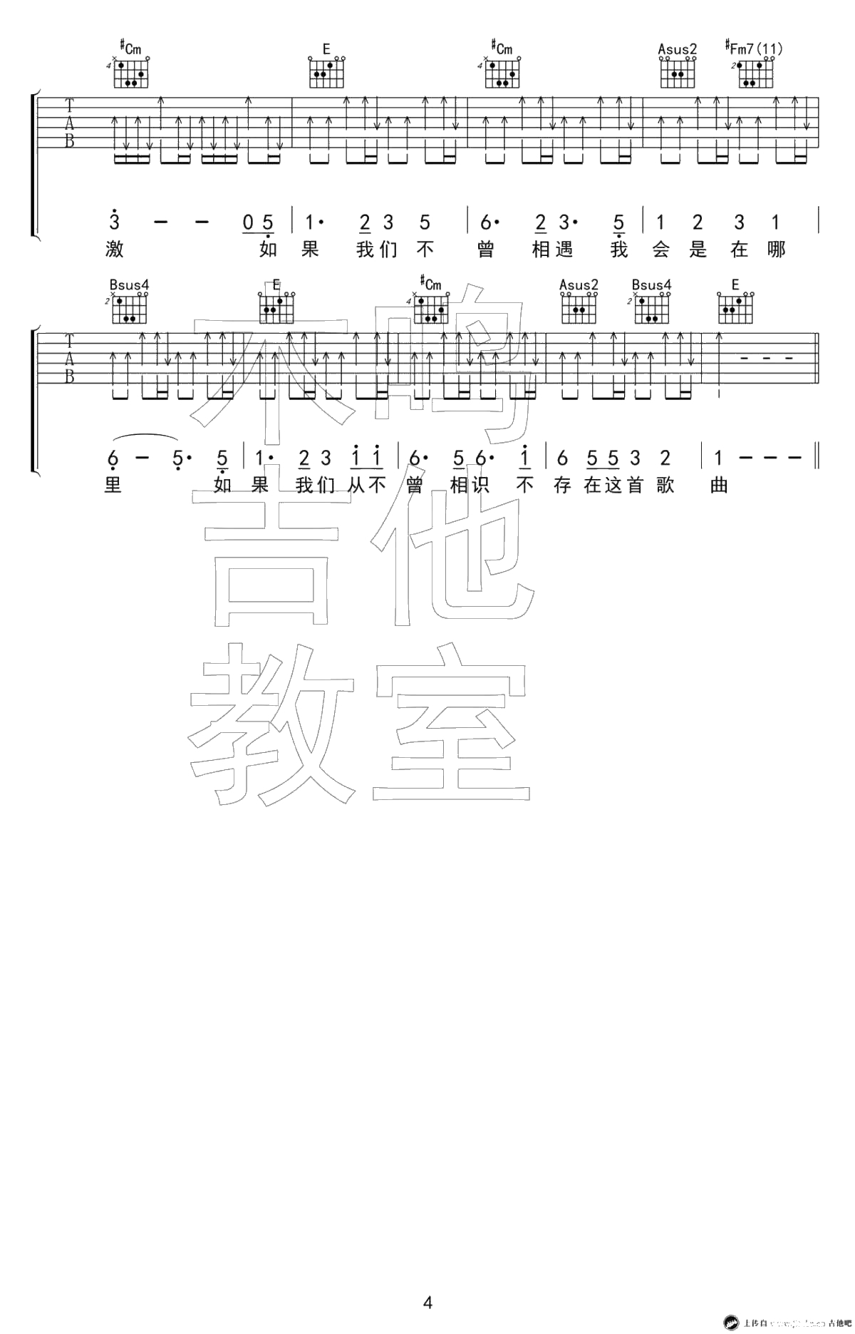 如果我们不曾相遇吉他谱-五月天-六线谱-高清弹唱谱4