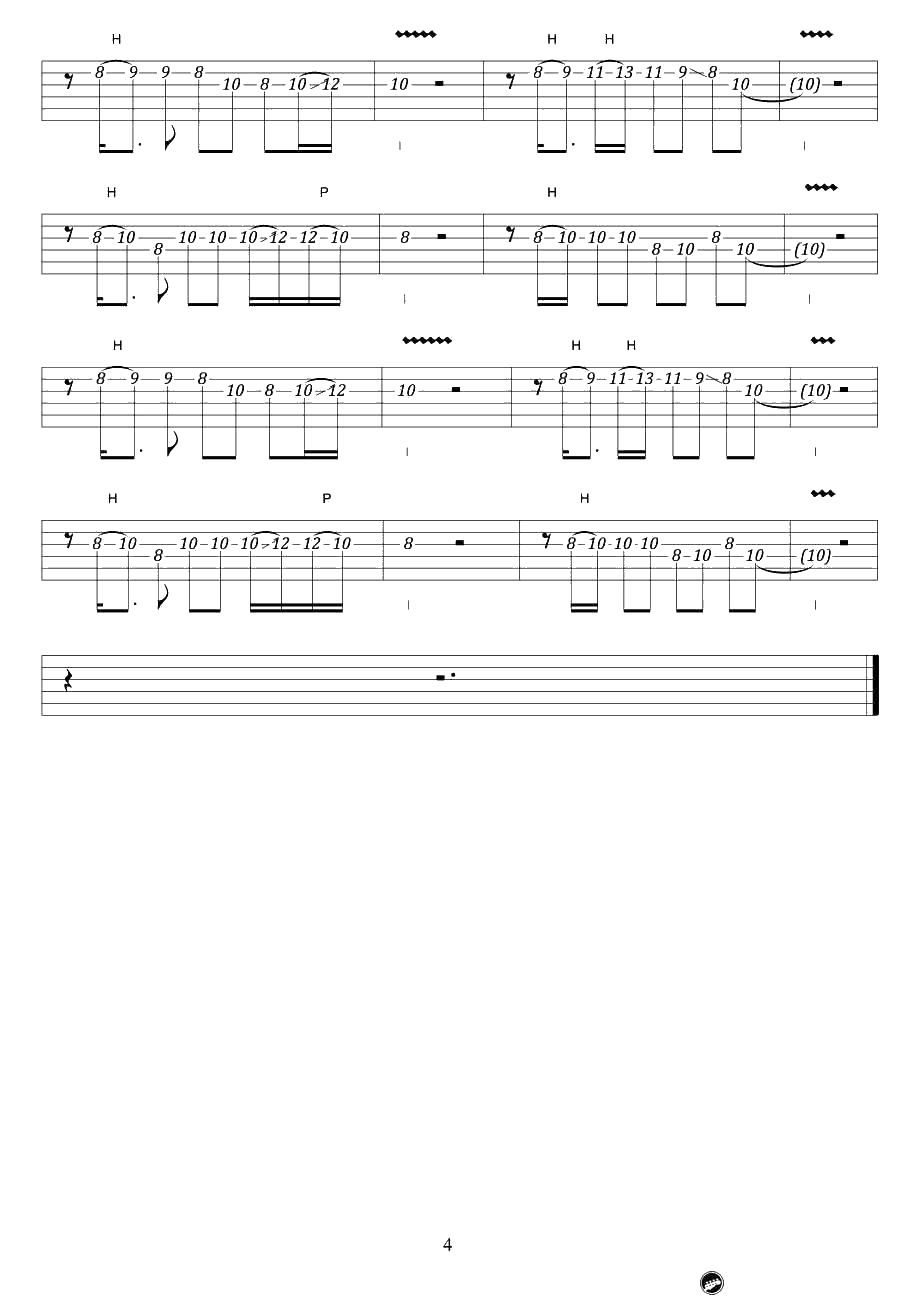 蓝莲花吉他谱SOLO-许巍-高清六线谱完整版4