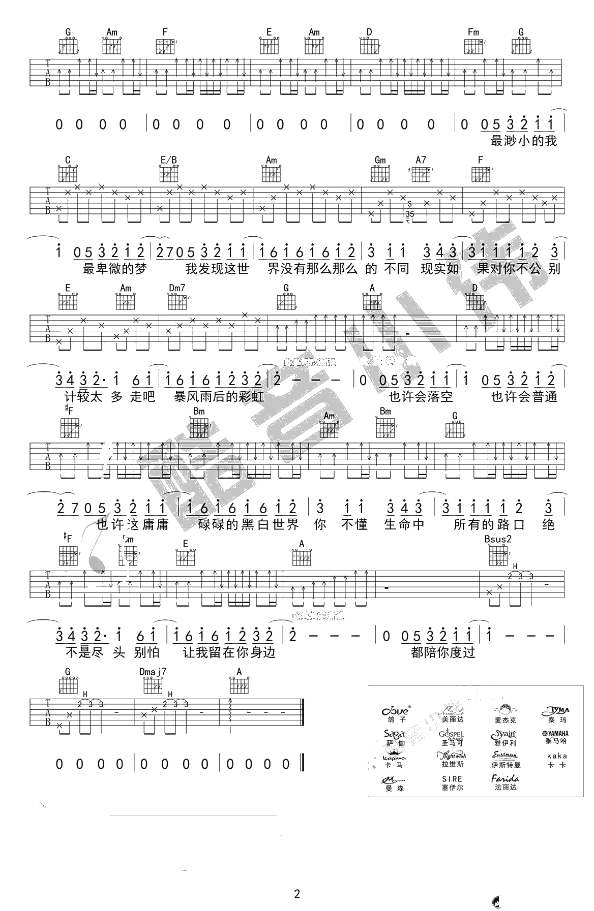 让我留在你身边吉他谱-陈奕迅-超原版完美编配-弹唱2