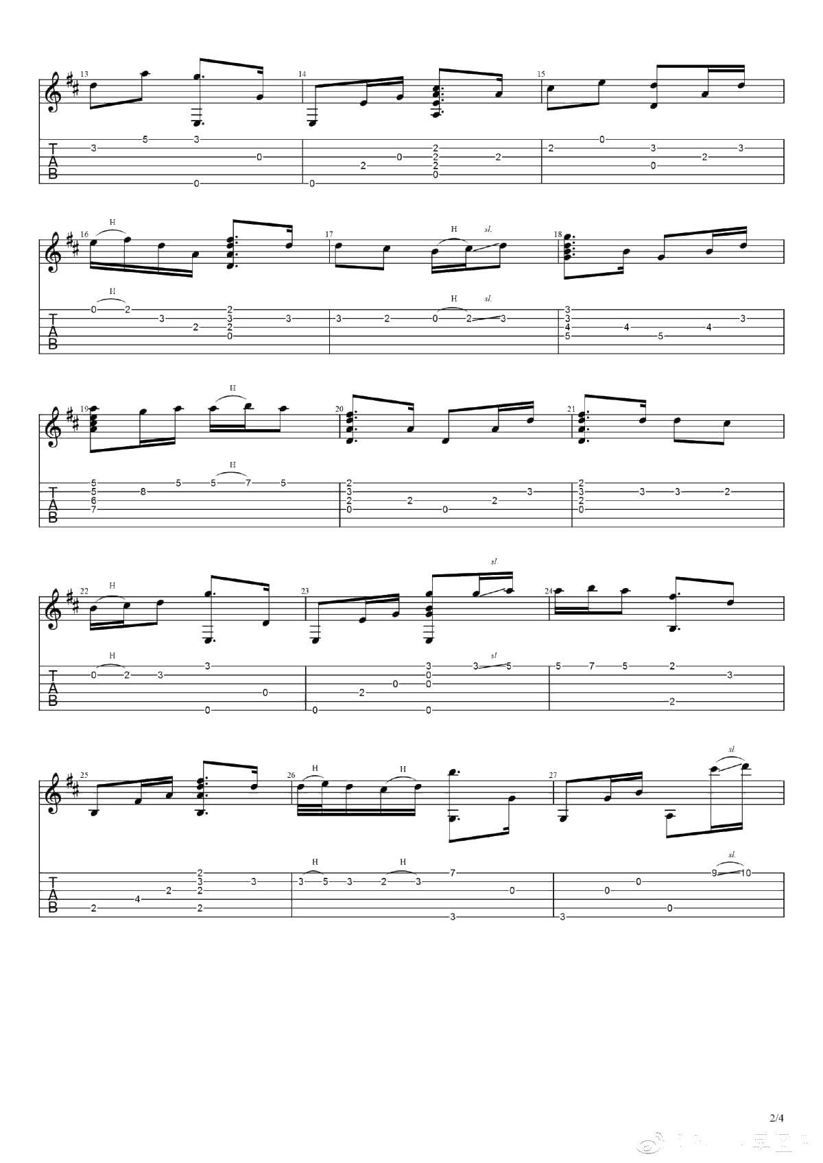 我要你指弹谱-电影《驴得水》主题曲-原版吉他谱2