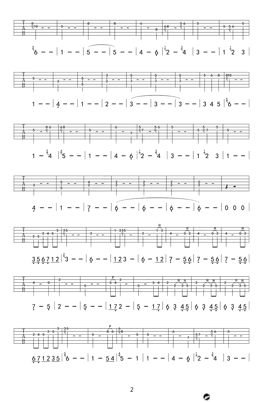 《权力的游戏》主题曲吉他谱-双吉他指弹谱-完整版六线谱2