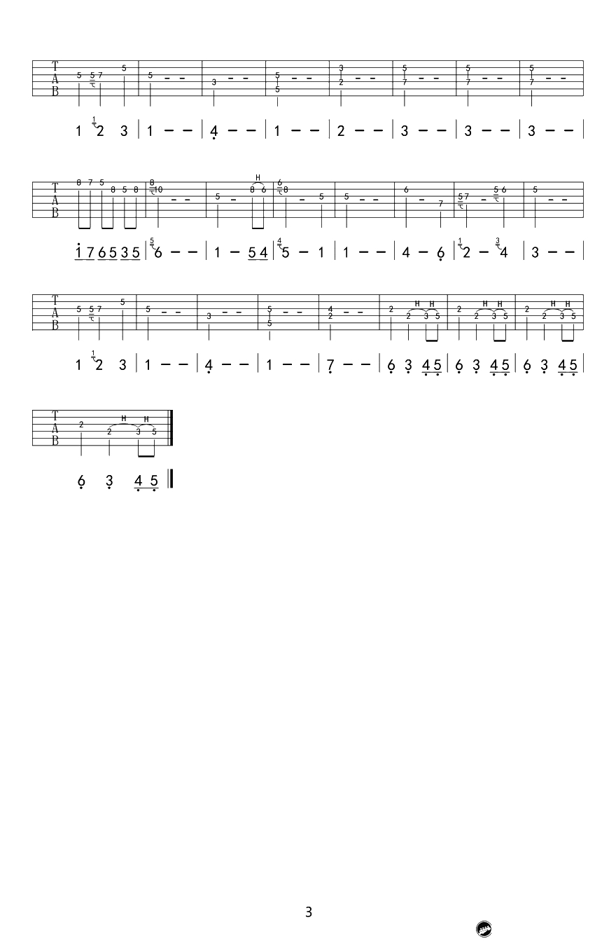 《权力的游戏》主题曲吉他谱-双吉他指弹谱-完整版六线谱3